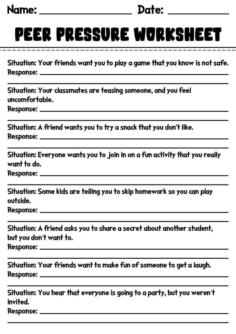 17 Peer Pressure Worksheets Printable Free PDF At Worksheeto