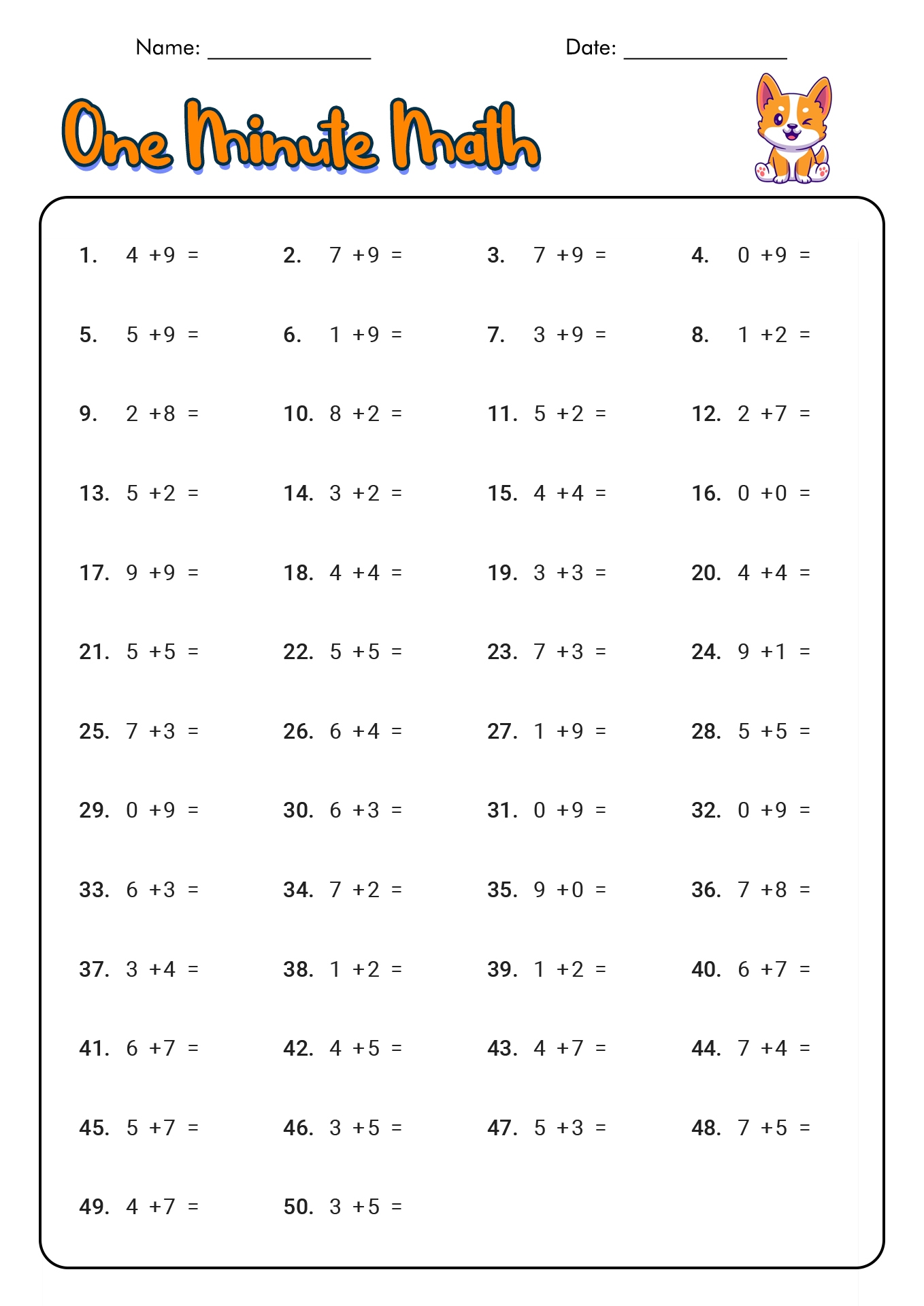 18 1 Minute Timed Addition Worksheets Free PDF At Worksheeto