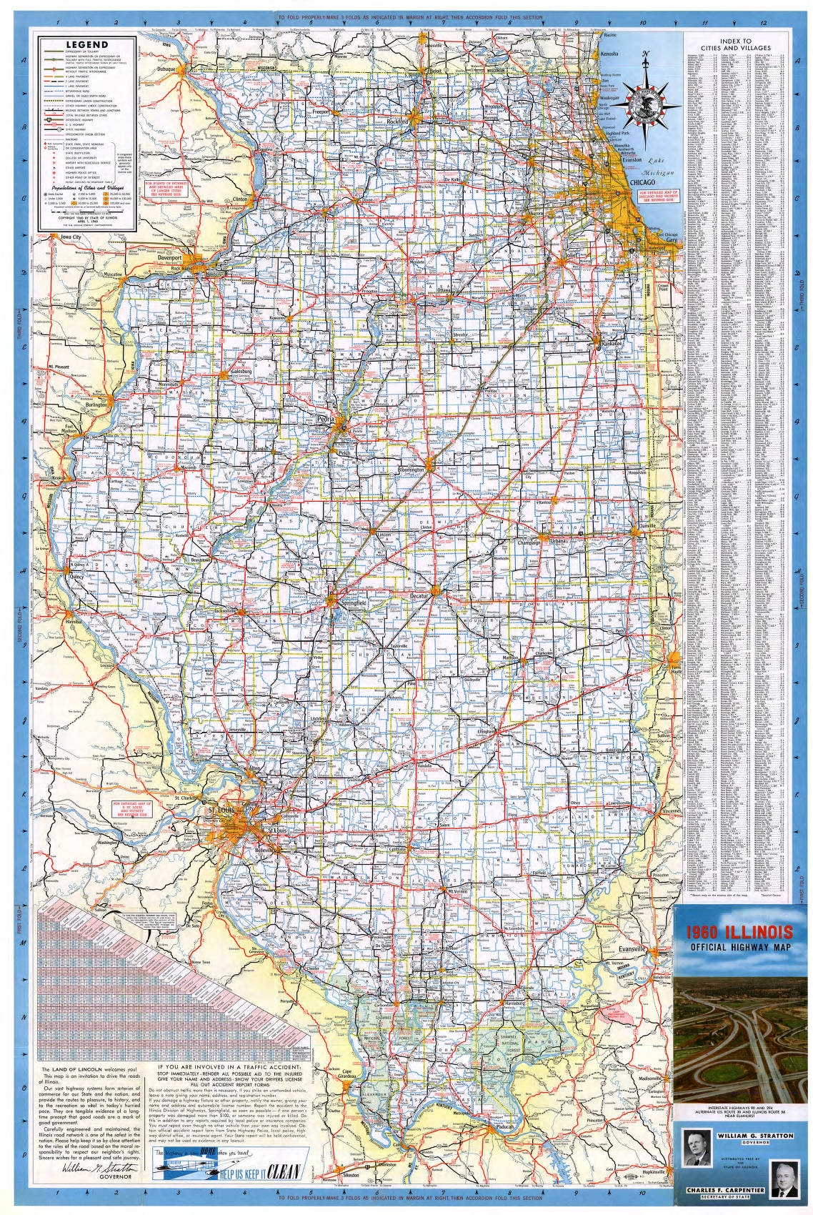 1960 Illinois Official Highway Map 1960 Illinois State Highway Maps Illinois Digital Archives
