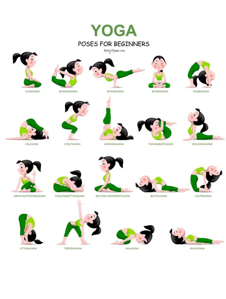 20 Easy Yoga Poses For Beginners with A Free Printable Nerdy Mamma