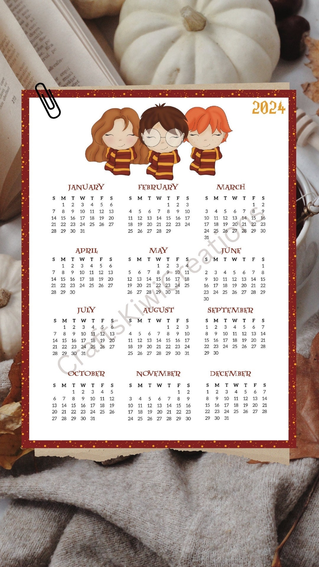Harry Potter Calendar Printable