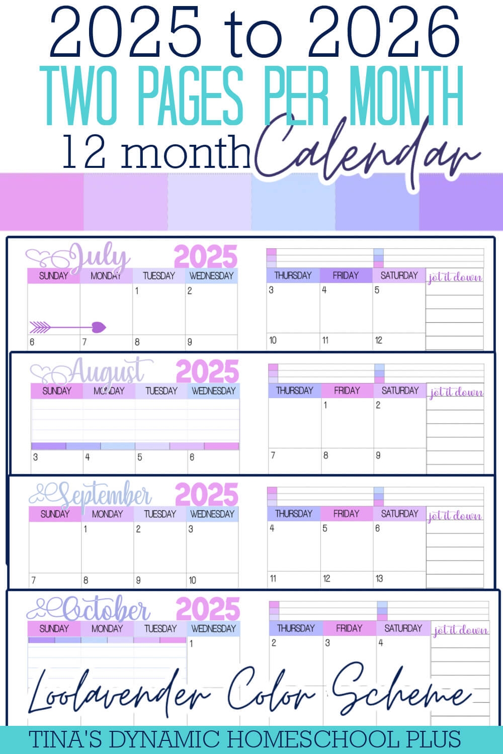 2026 4 Month Calendar Printable