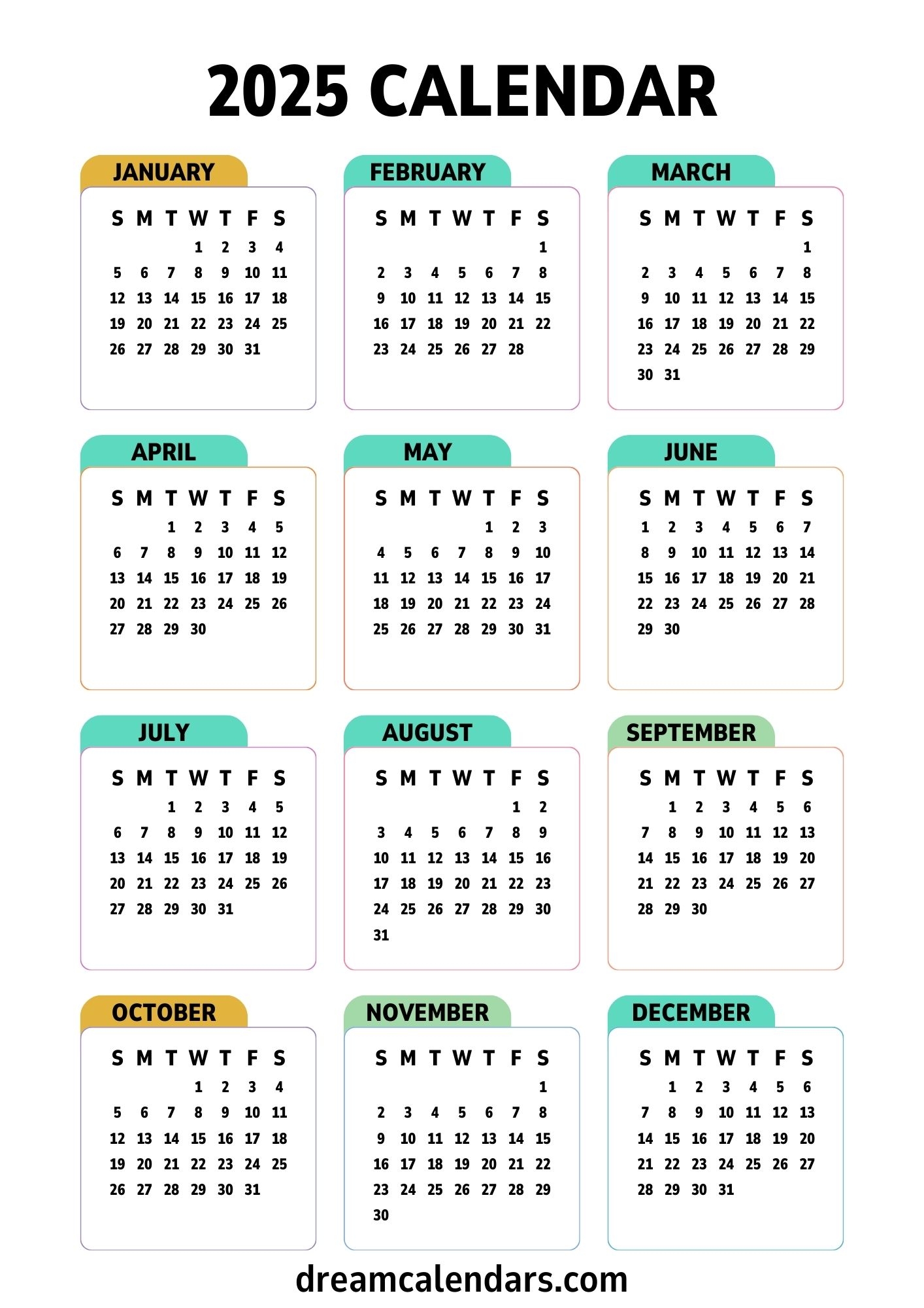 2025 Calendars Printable Yearly And Monthly Dream Calendars 2025 Calendars Printable Yearly And Monthly Dream Calendars