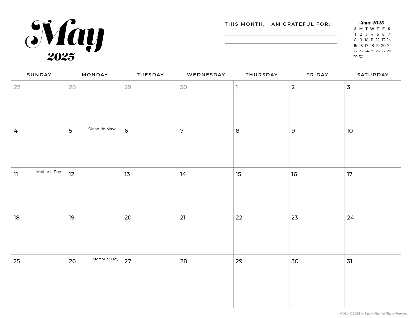 2025 Printable Calendars Free Printable Calendar Designs IMOM