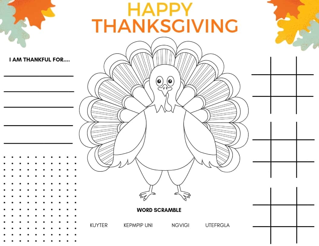 Thanksgiving Activity Sheets Free Printable