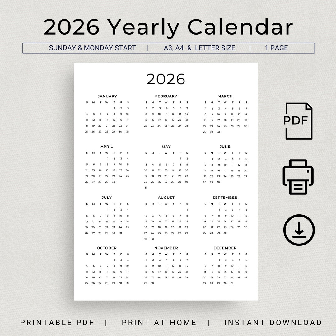 Printable Calendar For Year 2026