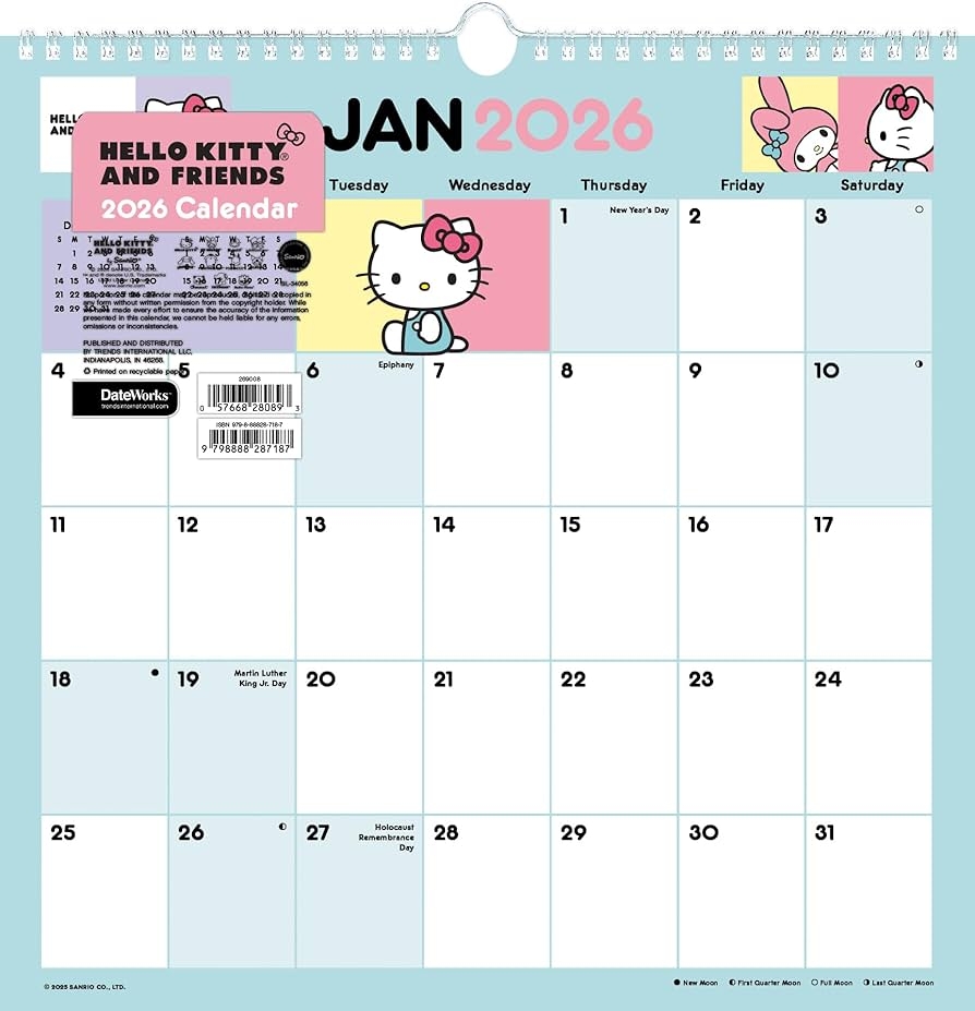 2026 Hello Kitty Friends Spiral Wall Calendar Trends International 9798888287187 Amazon Books