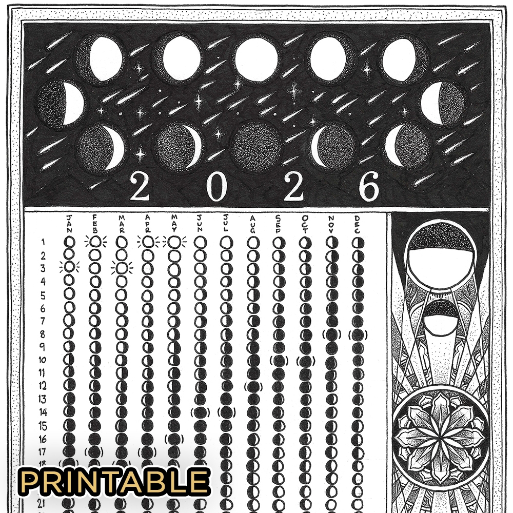 Moon Phase Calendar 2026 Printable