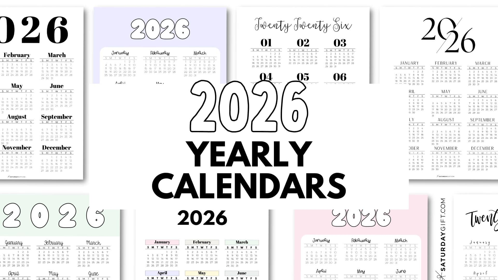 2026 Yearly Calendars 35 Free Printables