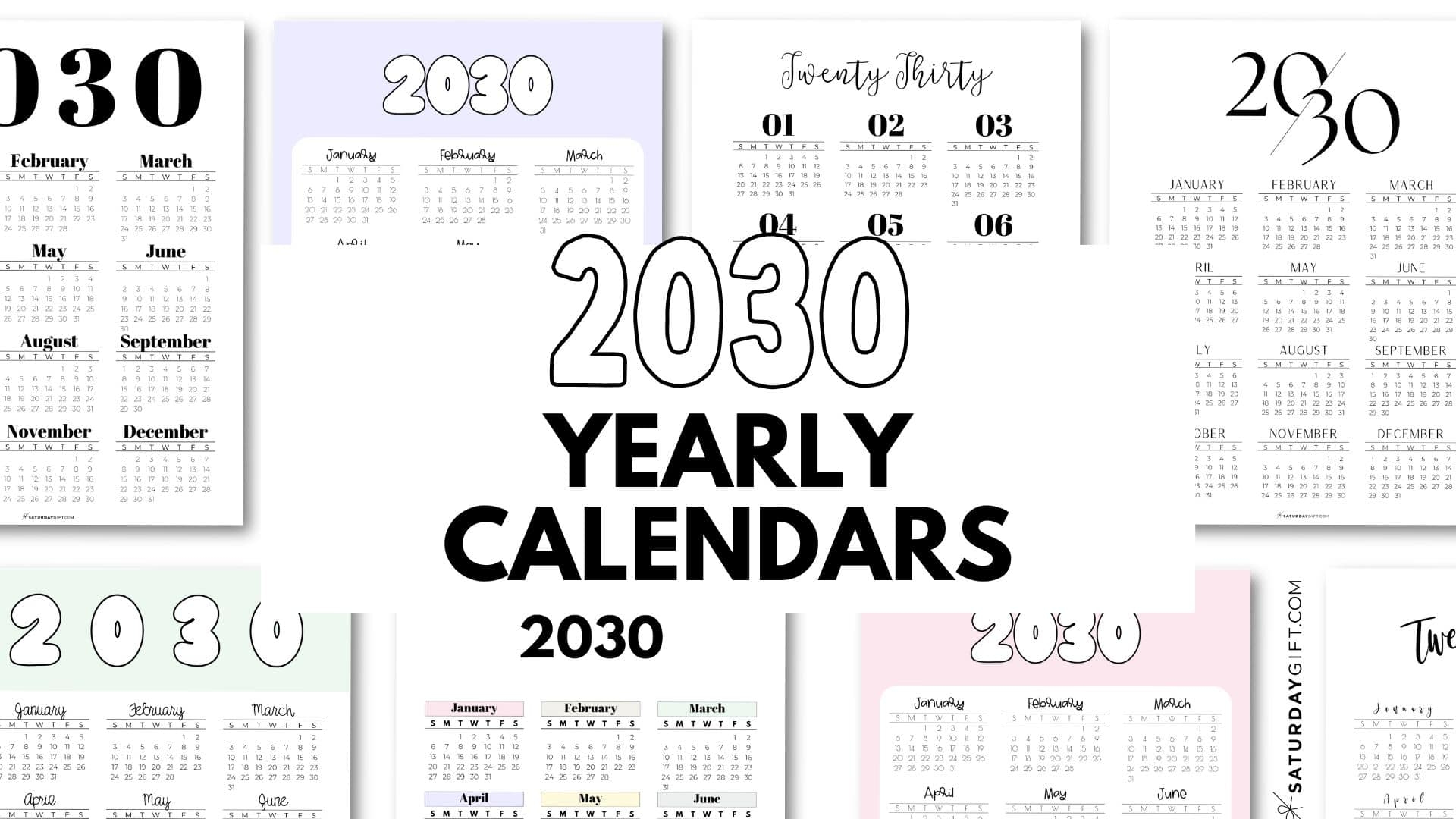 2030 Yearly Calendars 35 Aesthetic Free Printables