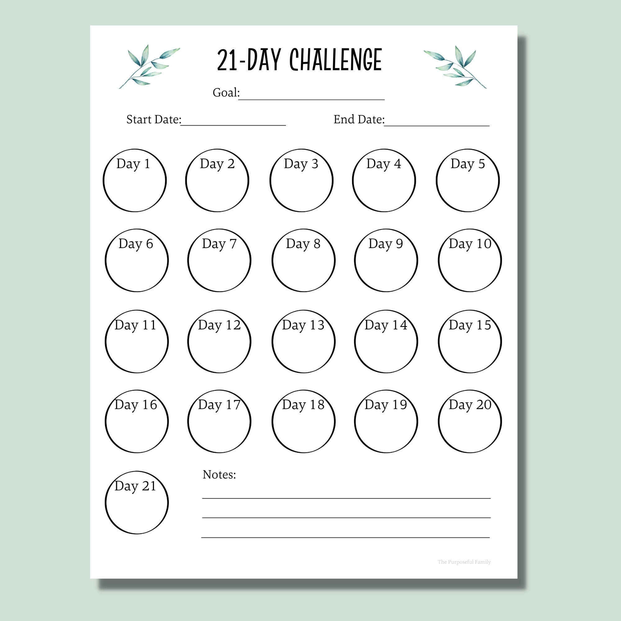 21 day Challenge Tracker Printable Habit Tracker PDF Goal Tracker Fitness Tracker Etsy