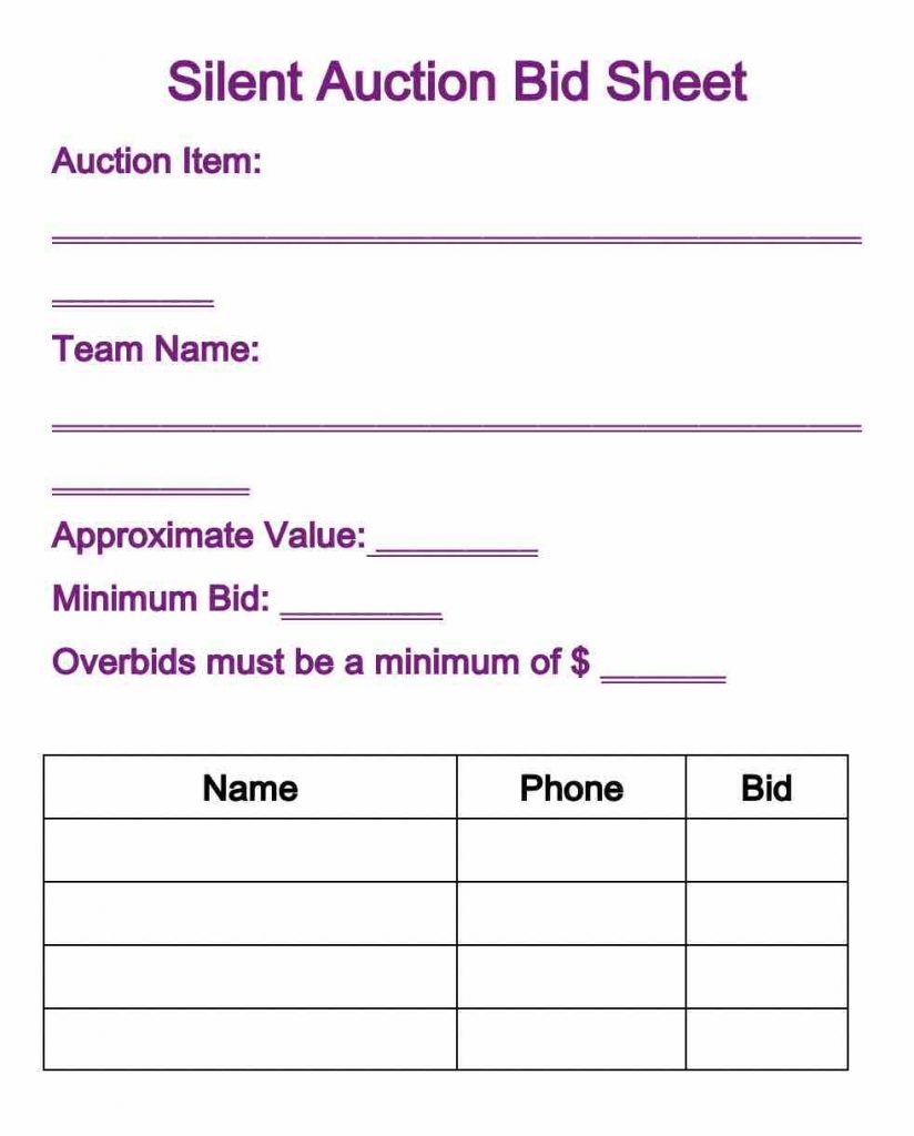 21 Silent Auction Bid Sheets Free Download Templates Study 21 Silent Auction Bid Sheets Free Download Templates Study