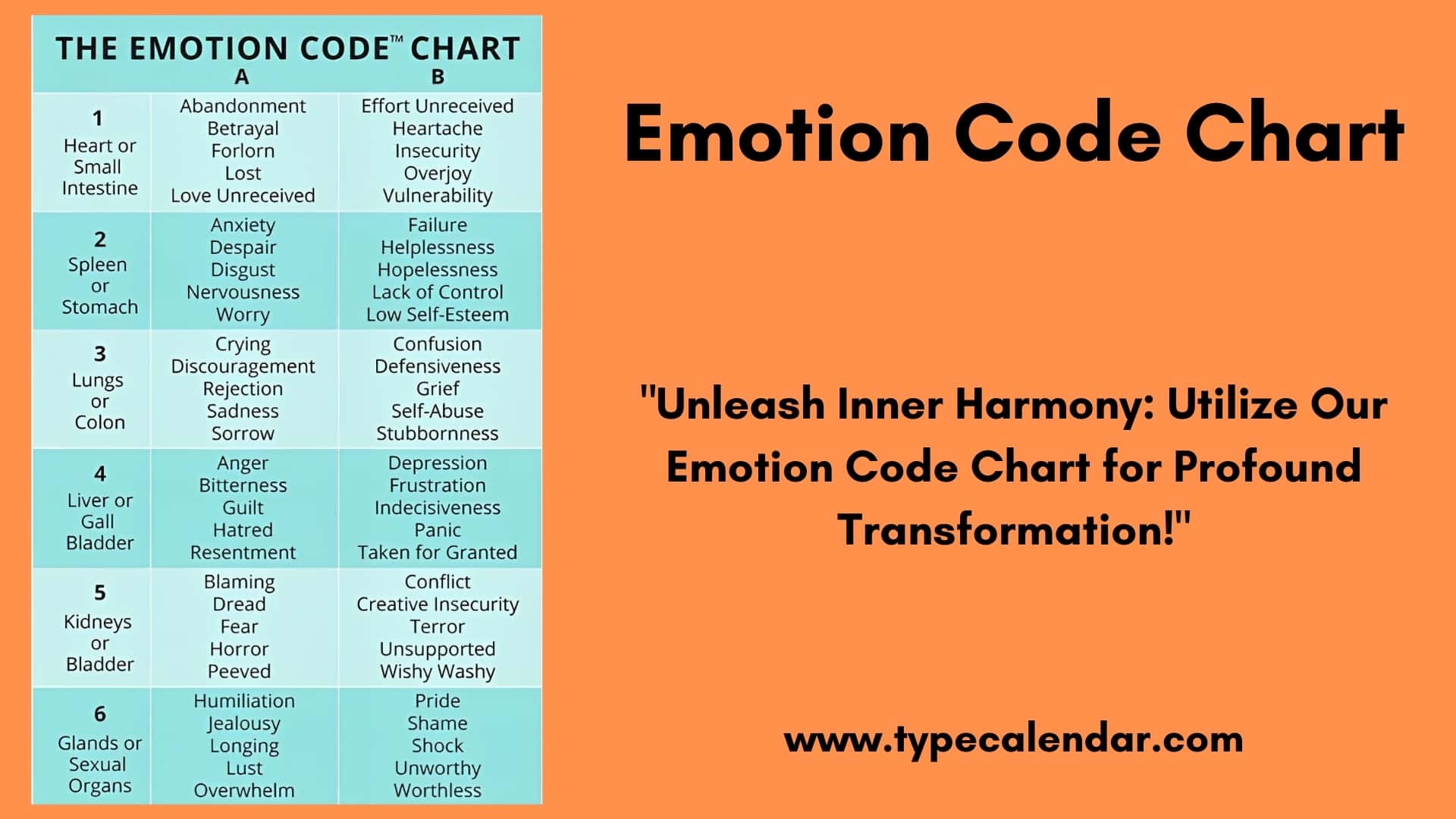 23 Free Printable Emotion Code Charts PDF 
