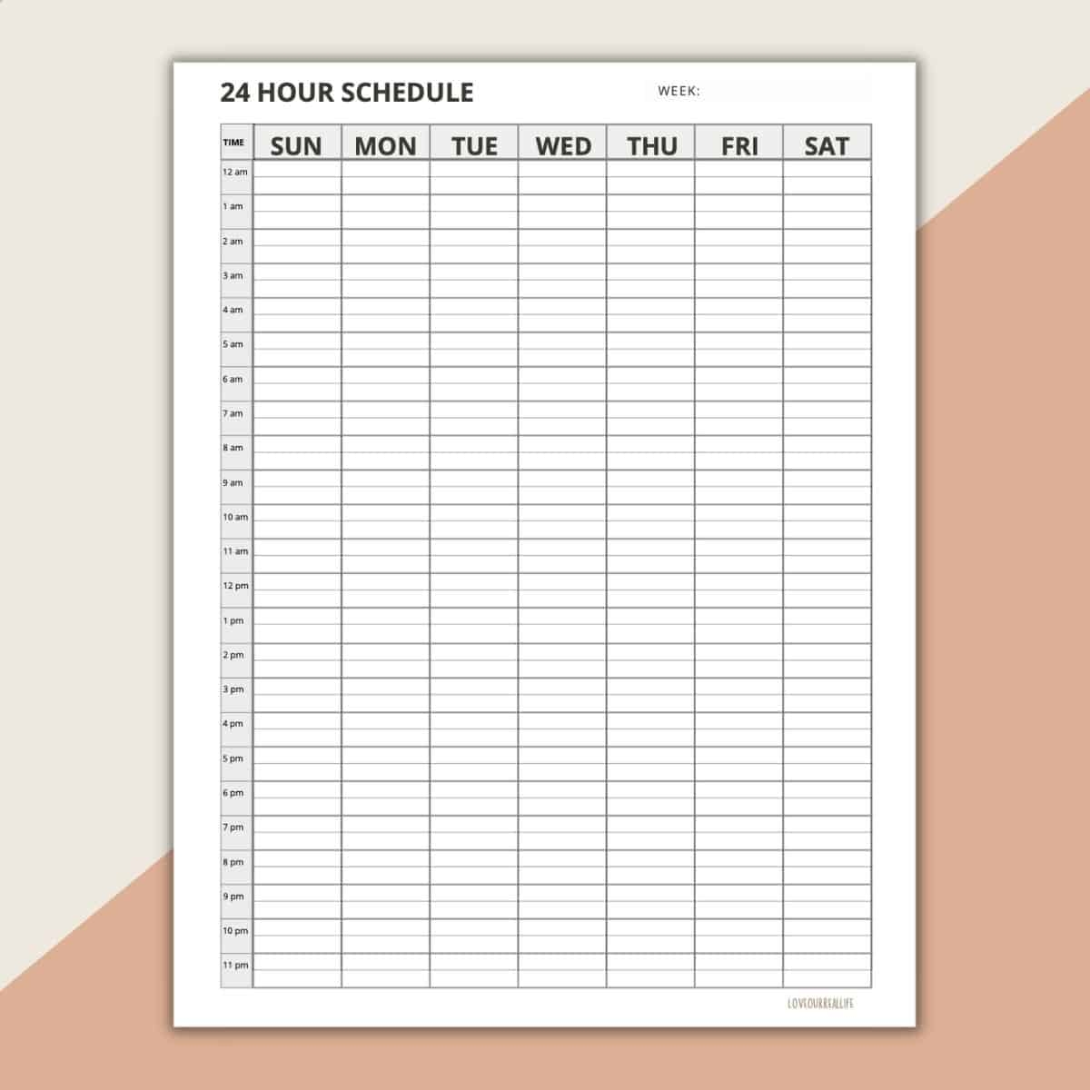 Daily Calendar With Hours Printable