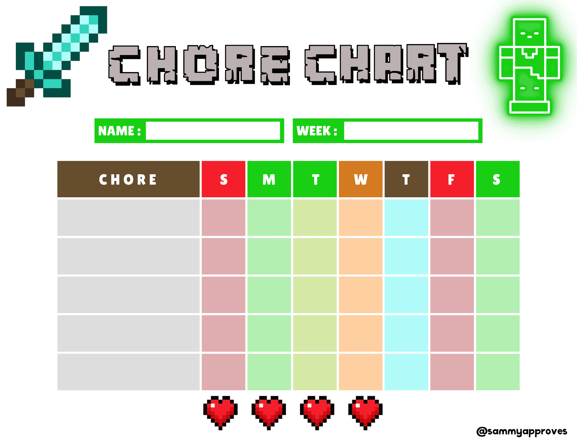 25 Free Printable Chore Charts For Kids Templates You Can Customize Sammy Approves 25 Free Printable Chore Charts For Kids Templates You Can Customize Sammy Approves