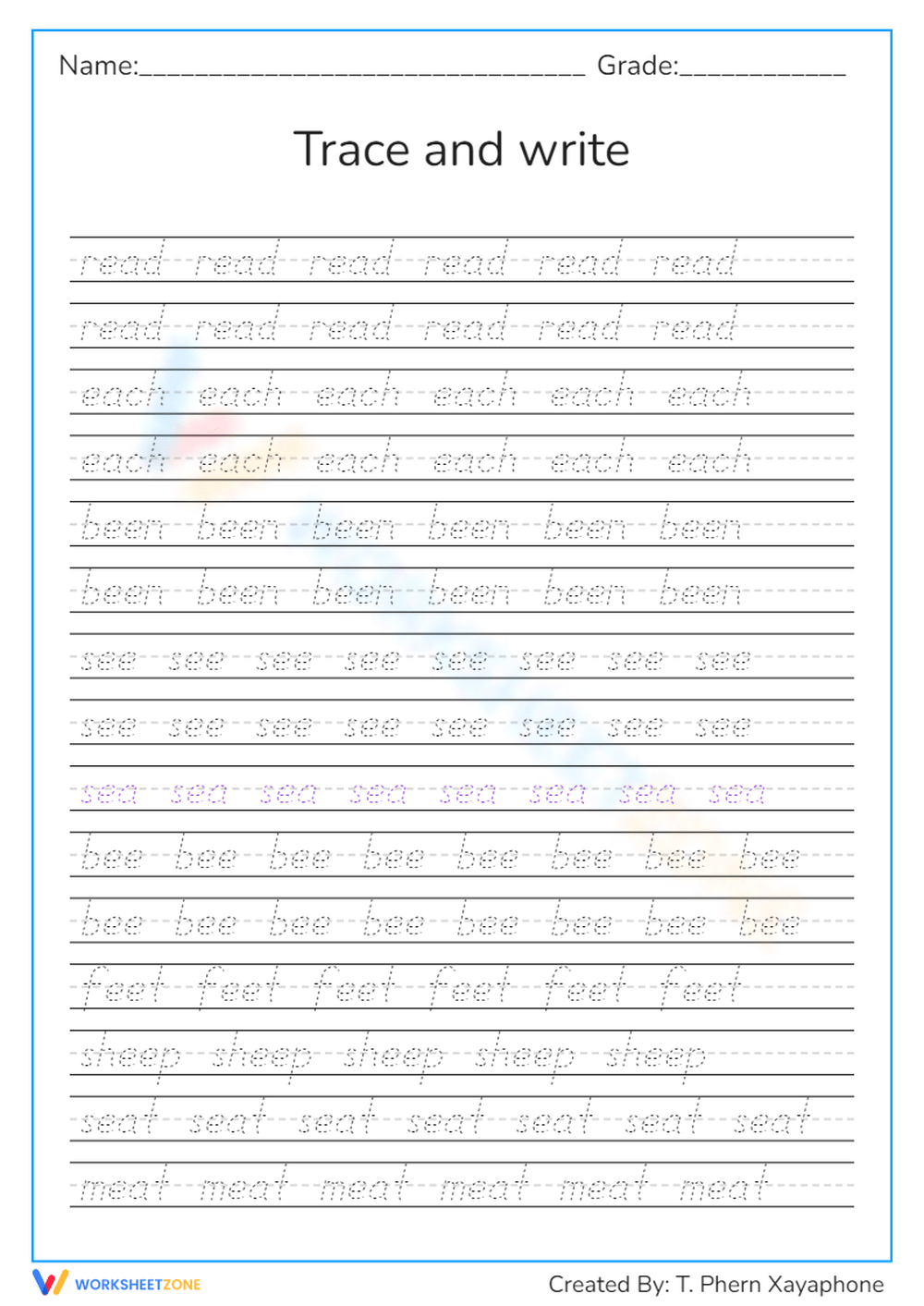 Handwriting Practice Sheets Free Printable