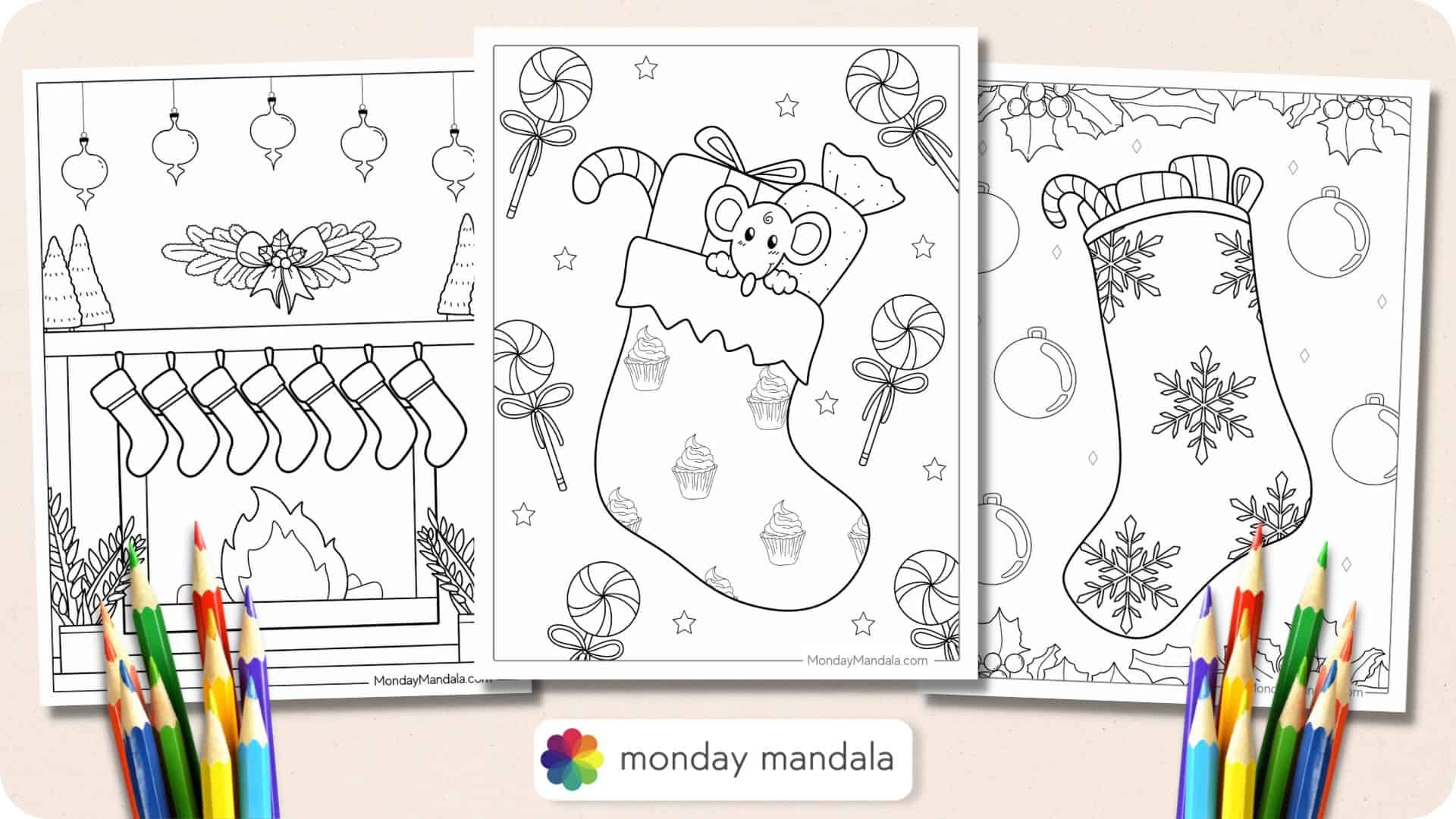 Christmas Stocking Coloring Sheets Printable