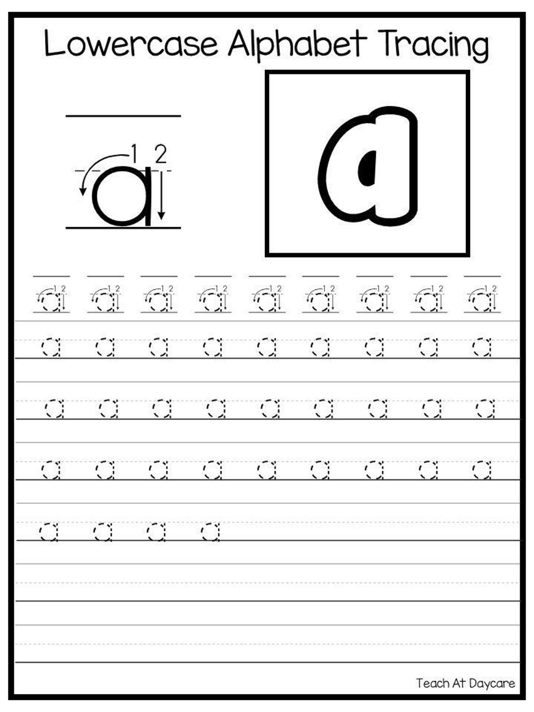 26 Printable Lowercase Alphabet Tracing Worksheets Preschool kindergarten Handwriting Etsy UK