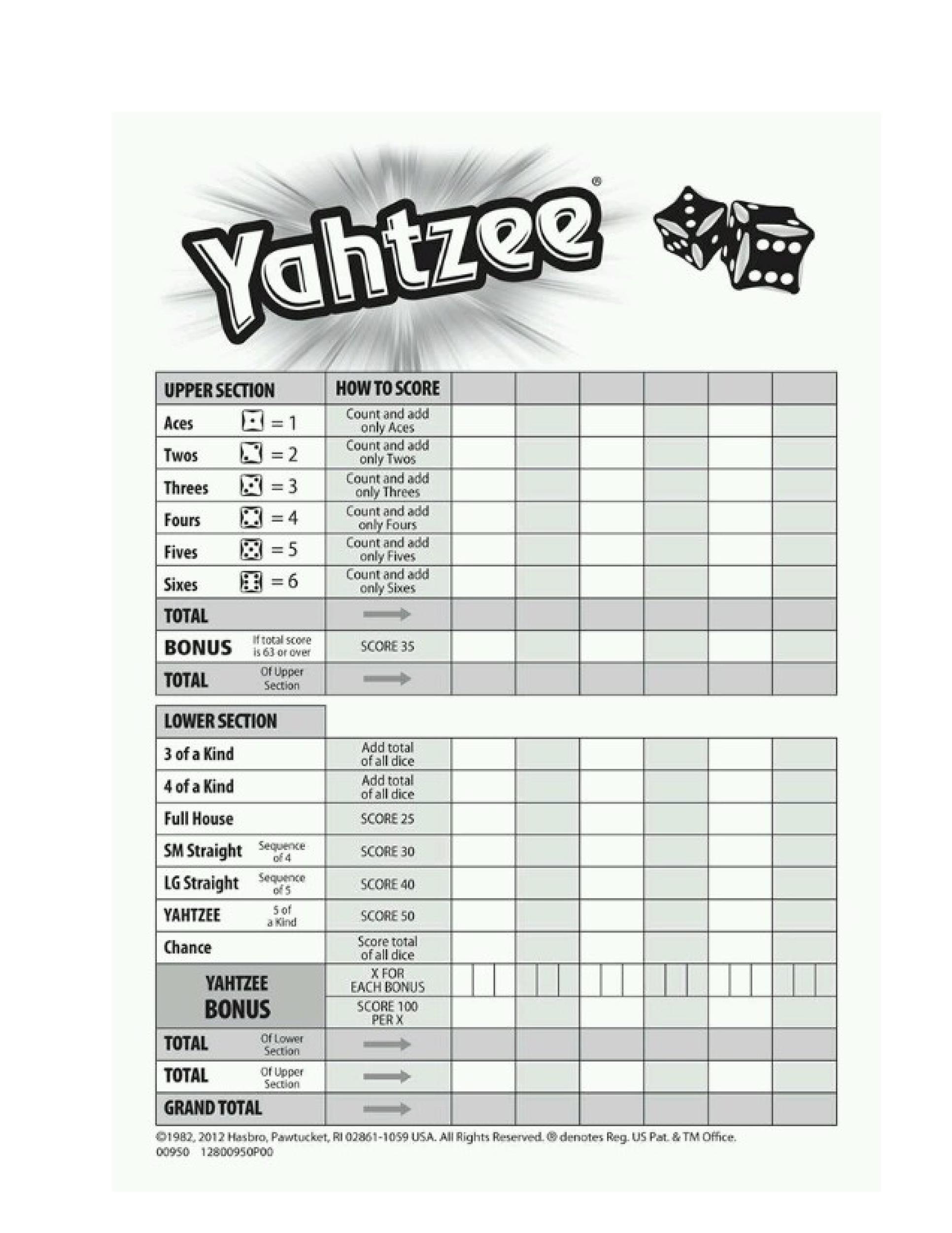 28 Printable Yahtzee Score Sheets Cards 101 FREE TemplateLab