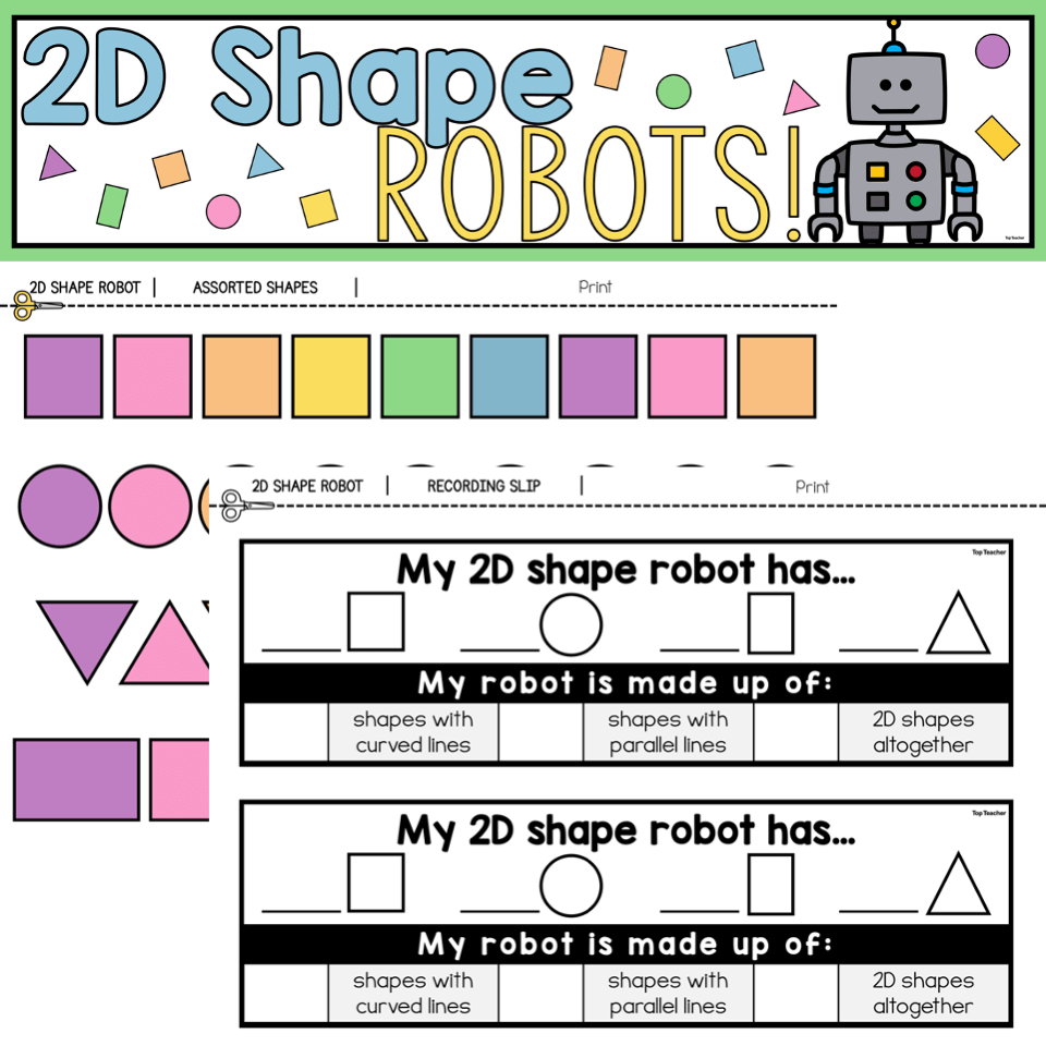 2D Shape Robot Craft Top Teacher