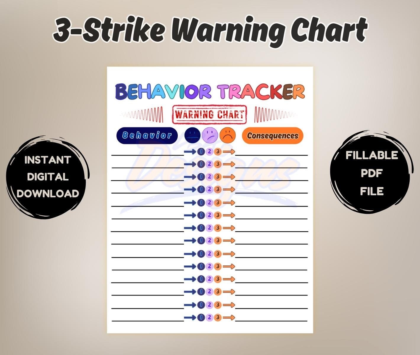 Printable 3 Strikes Behavior Chart