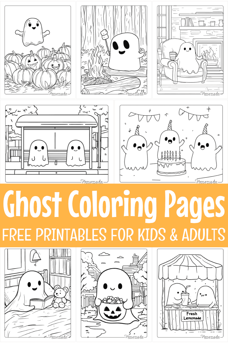 30 Free Ghost Coloring Pages For Kids PDF Printables 
