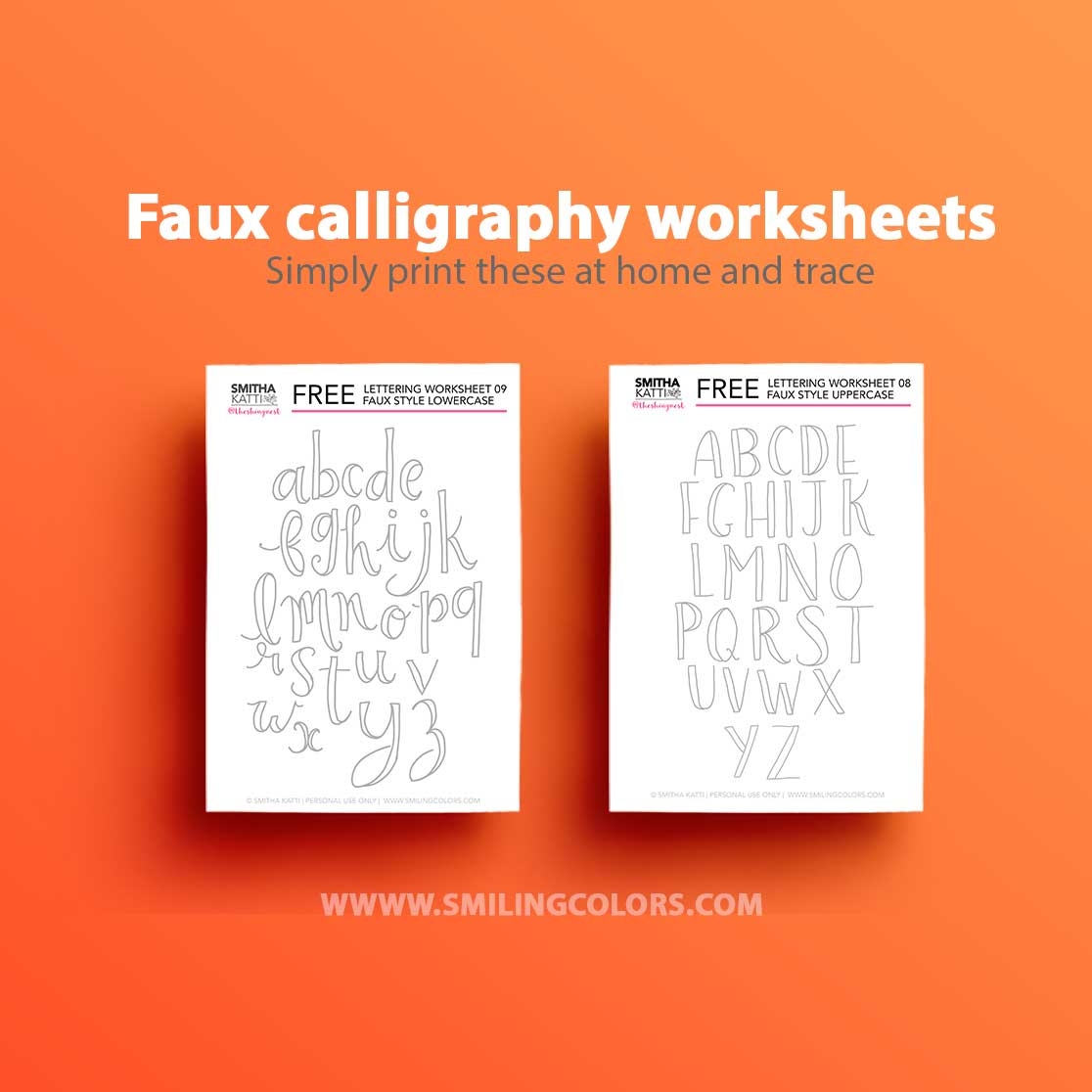 Free Printable Faux Calligraphy Worksheets