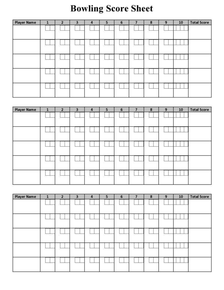 36 Printable Bowling Score Sheet Templates Examples 