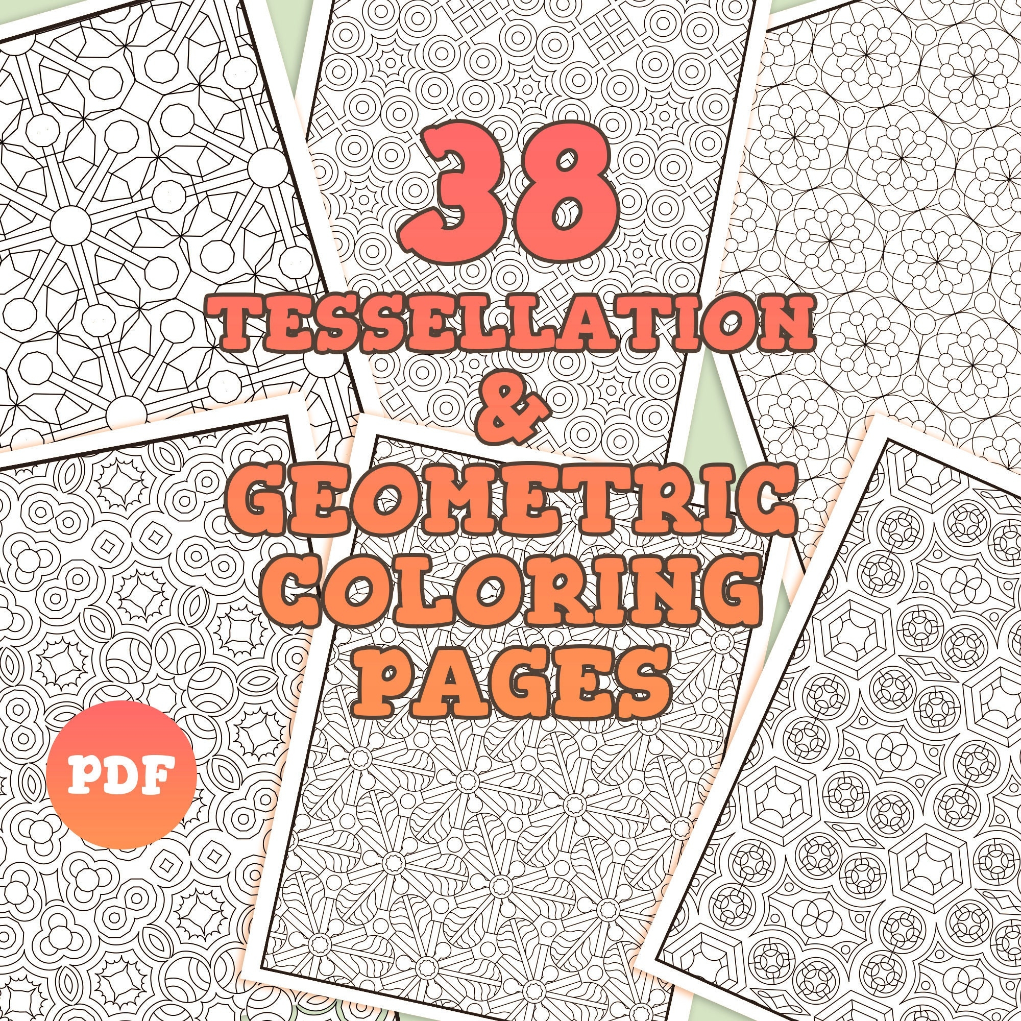 38 Tessellation Geometric Coloring Pages Patterns Adult Coloring 