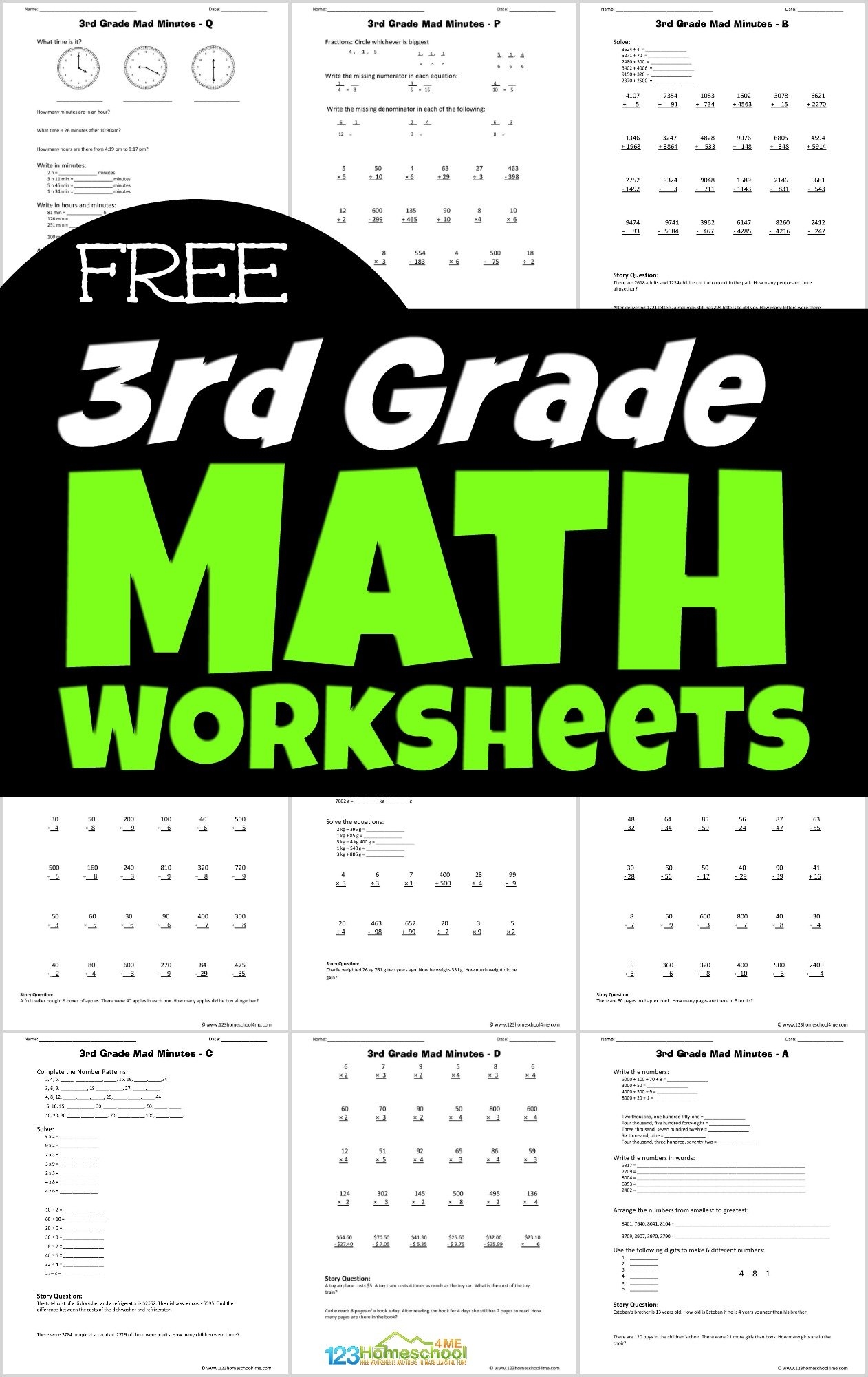 3rd Grade Math Worksheets 123 Homeschool 4 Me