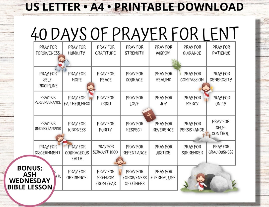 40 Days Of Prayer Lenten Calendar Lent Prayer Calendar For Kids Ash Wednesday Study Daily Prayer For Lent Catholic Christian Families Etsy UK
