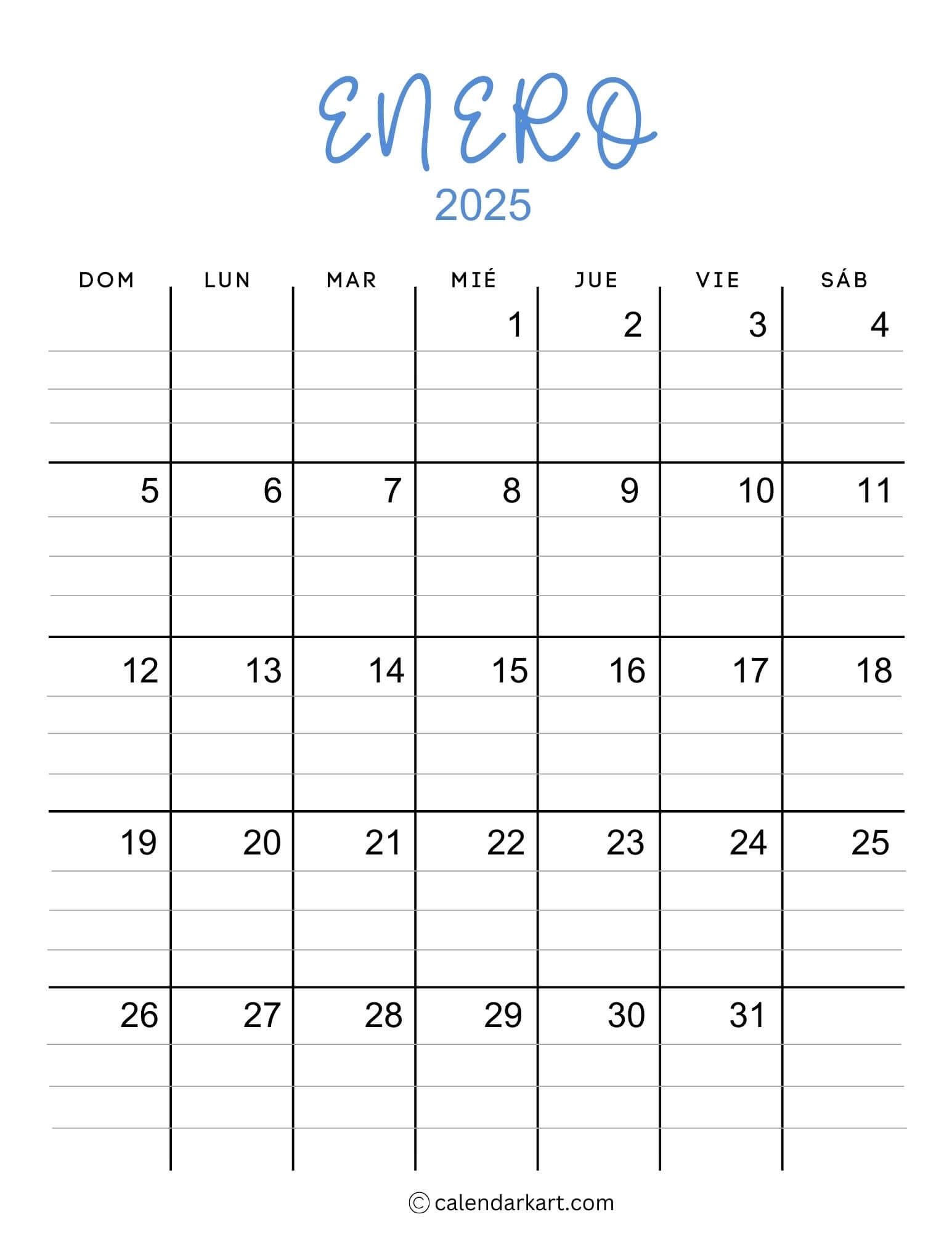 January Calendar Printable Pdf
