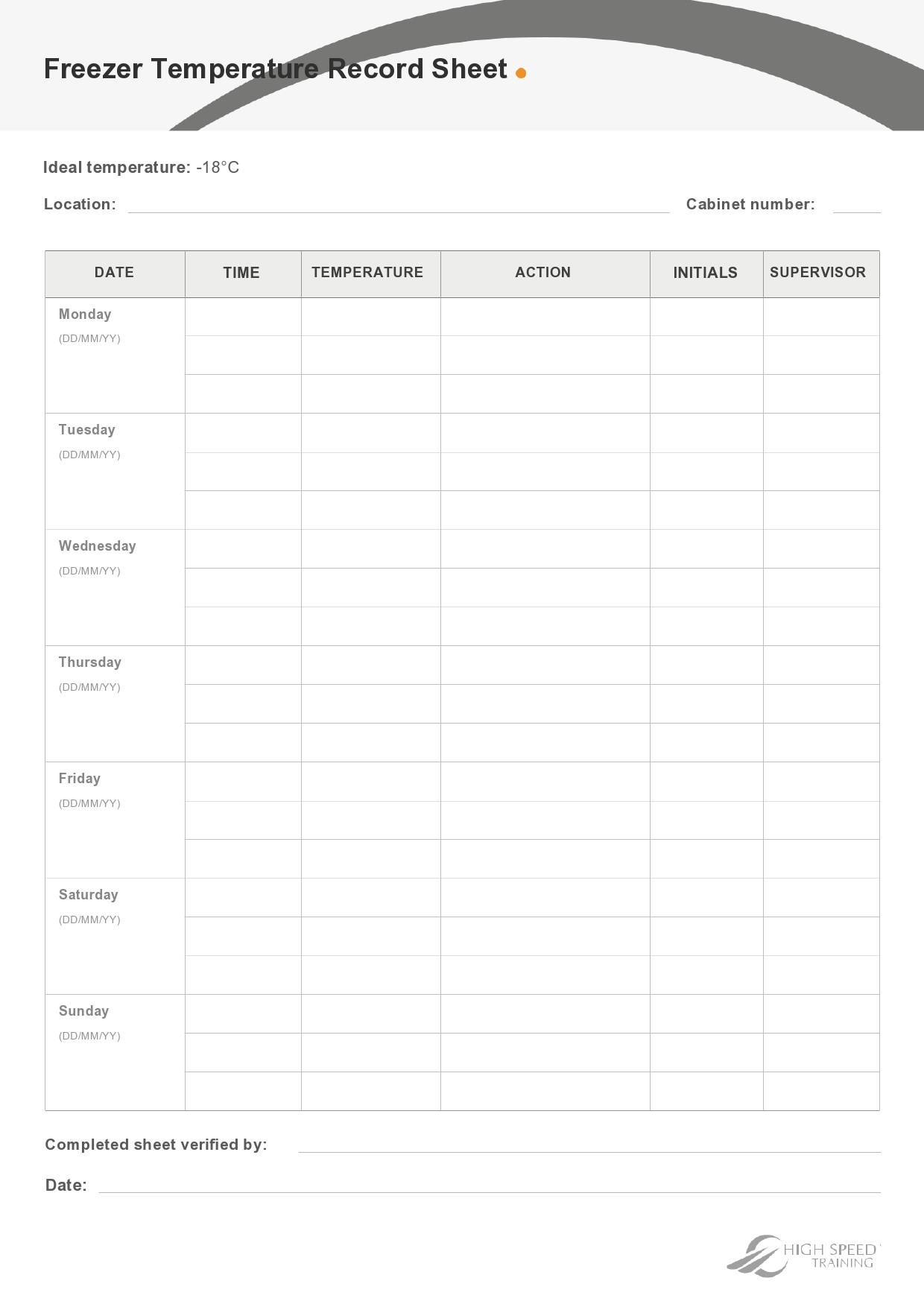 40 Printable Temperature Log Sheets Word Excel PDF 