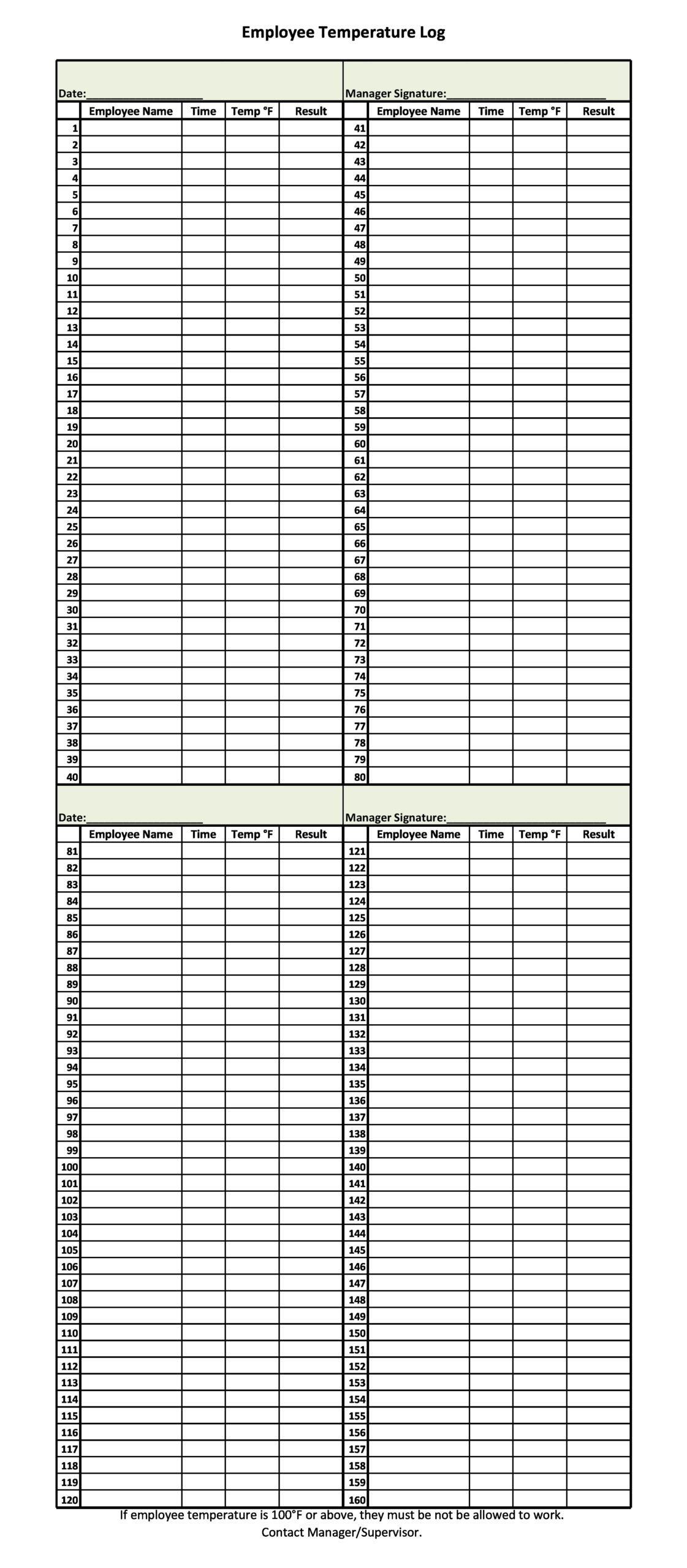 Printable Freon Log Sheet