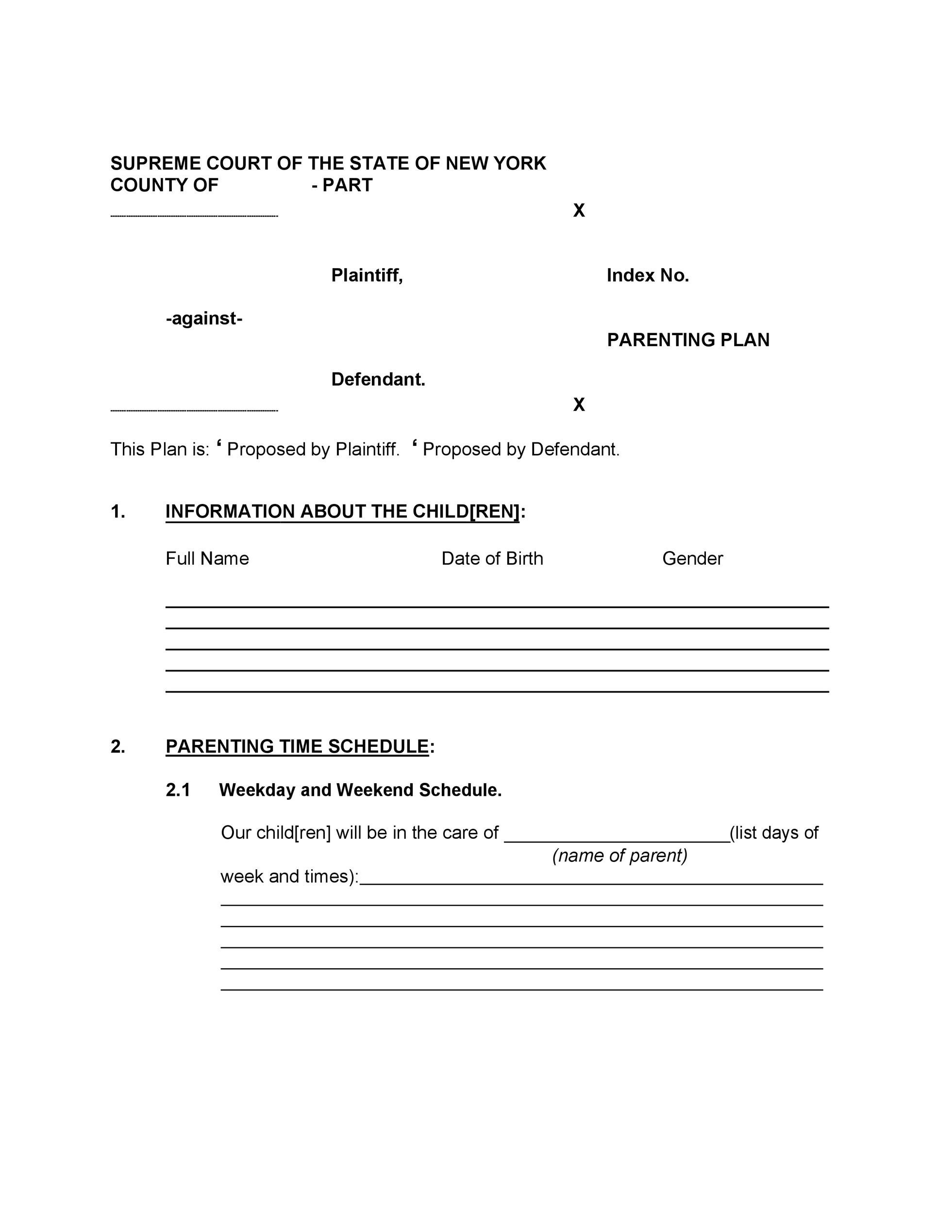 49 FREE Parenting Plan Custody Agreement Templates