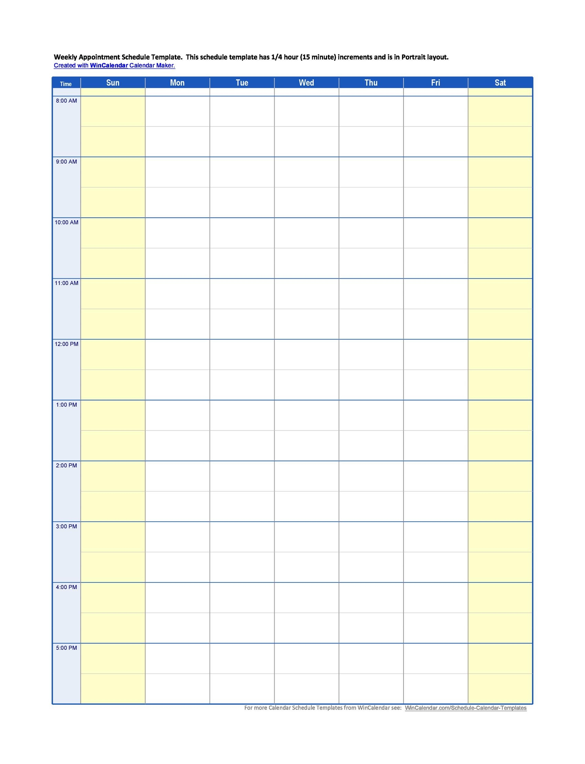50 Printable Appointment Schedule Templates Appointment Calendars 