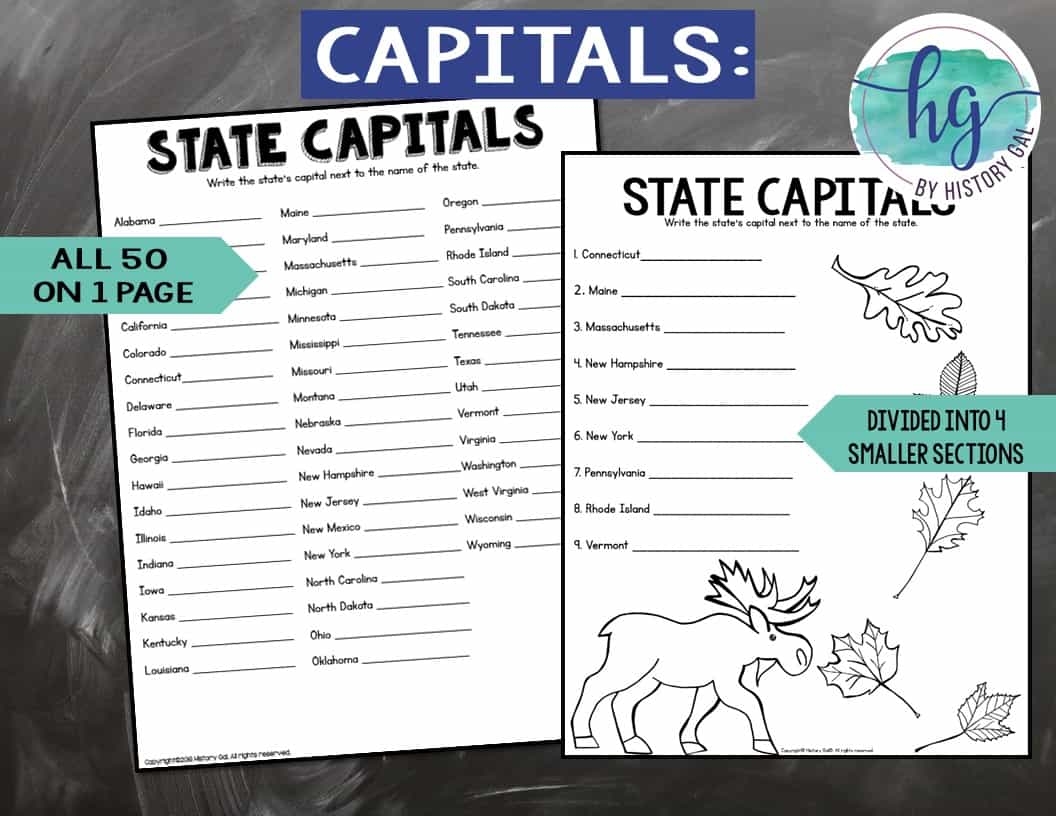 50 States And Capitals Map Activity Print And Digital By History Gal