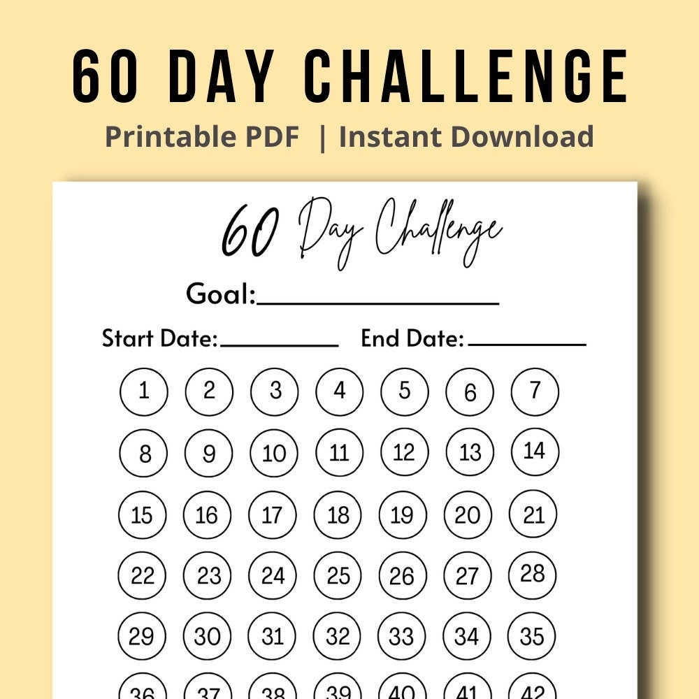 60 Day Calendar Etsy