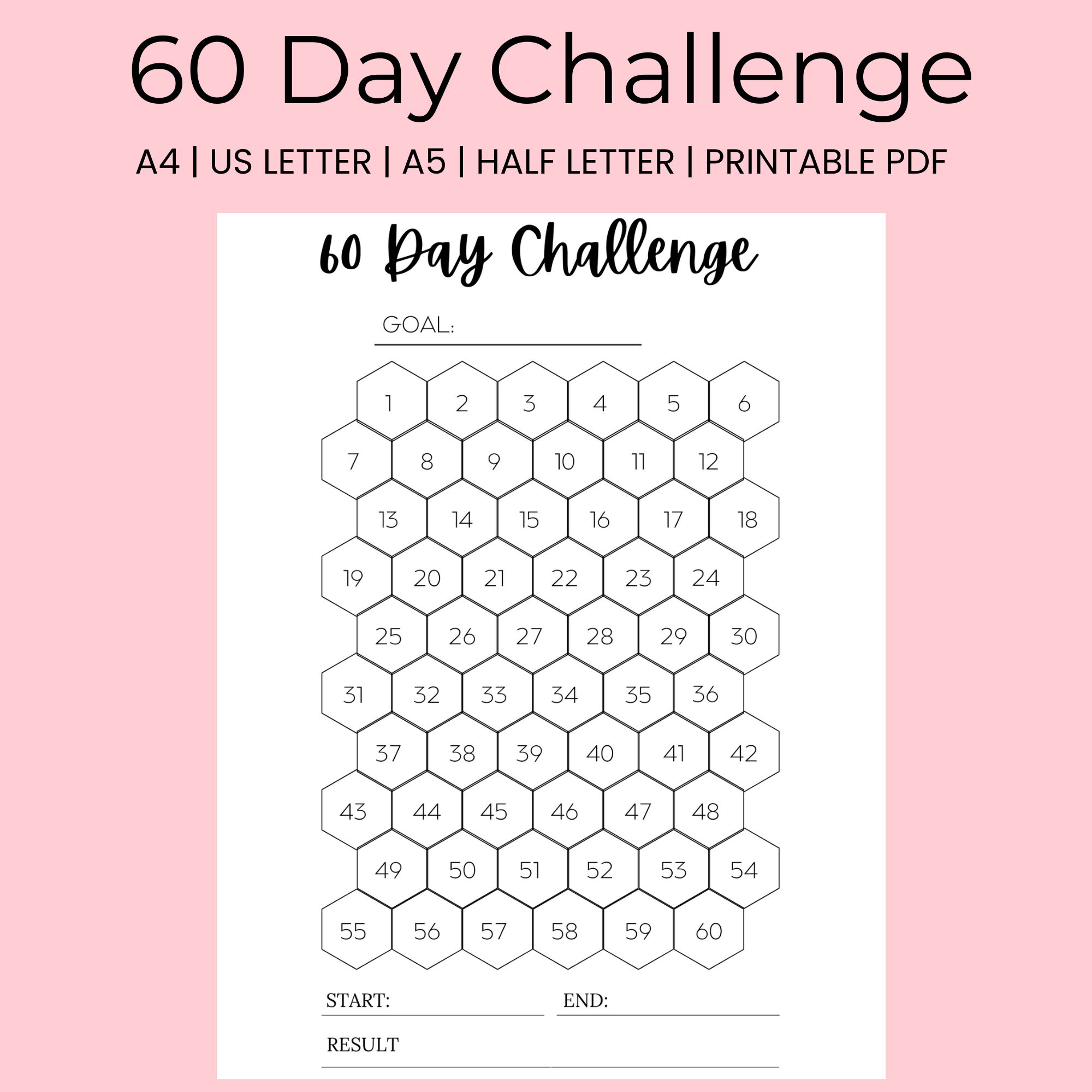60 Day Challenge Tracker Printable