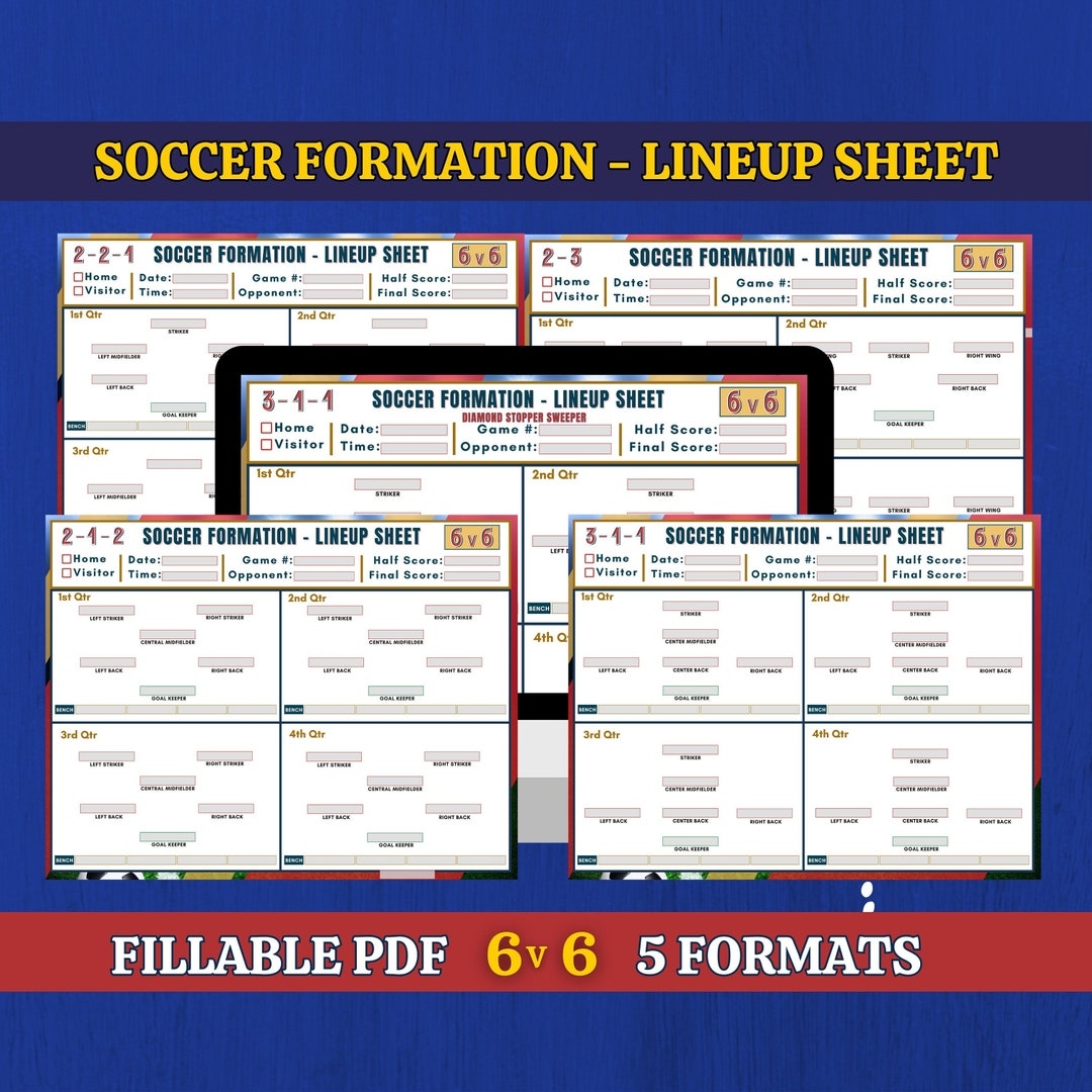 6v6 Soccer Formation Lineup Sheet Fillable PDF Soccer Training Football Formation Soccer Coach Planner Youth Soccer Printable Template Etsy