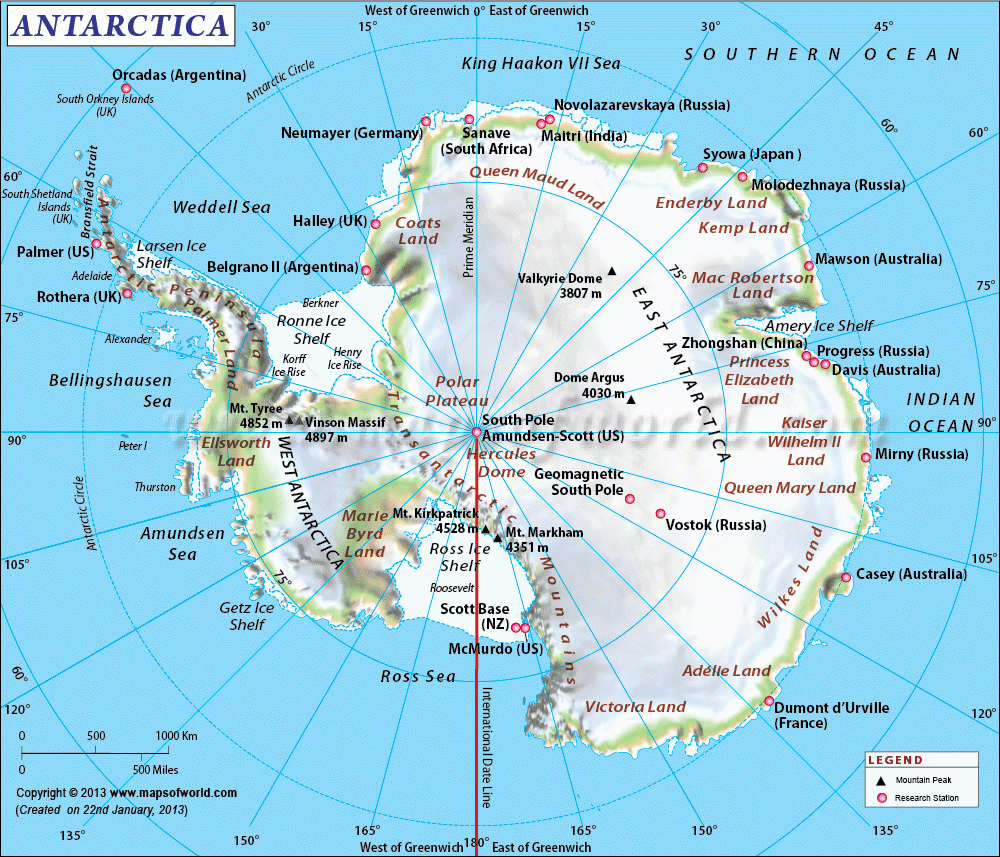 7 Free Printable Map Of Antarctica With Cities