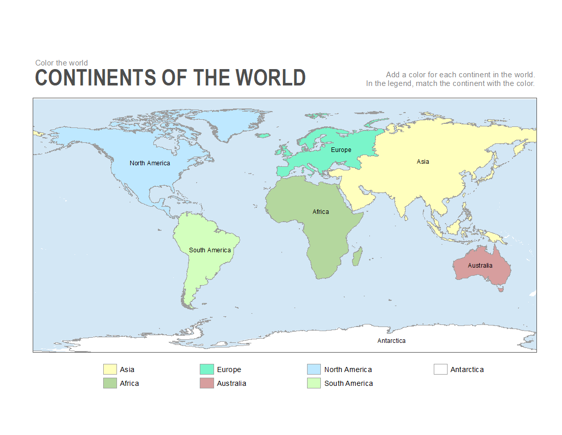 World Map Continents Printable