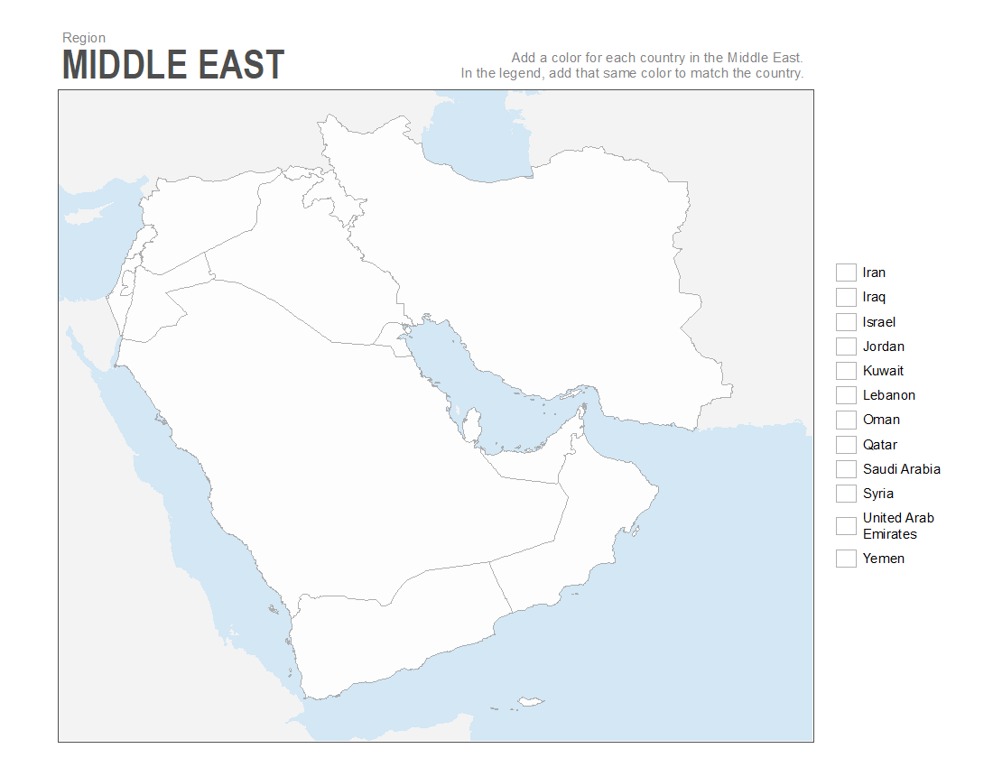 Printable Map Of The Middle East