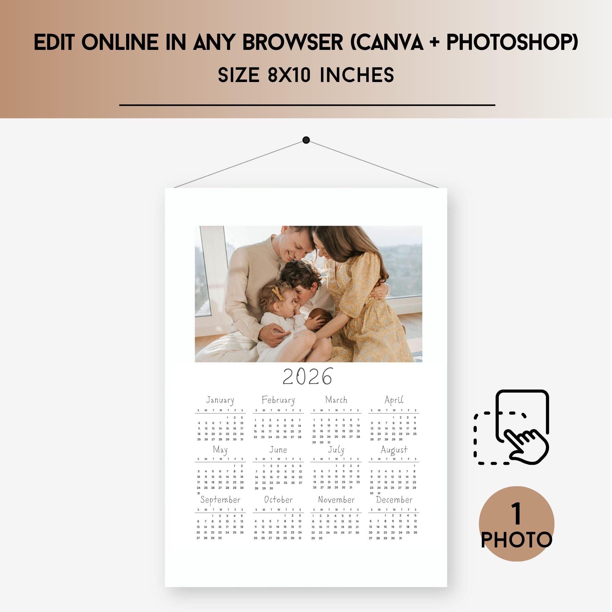 8x10 Wall Calendar Etsy