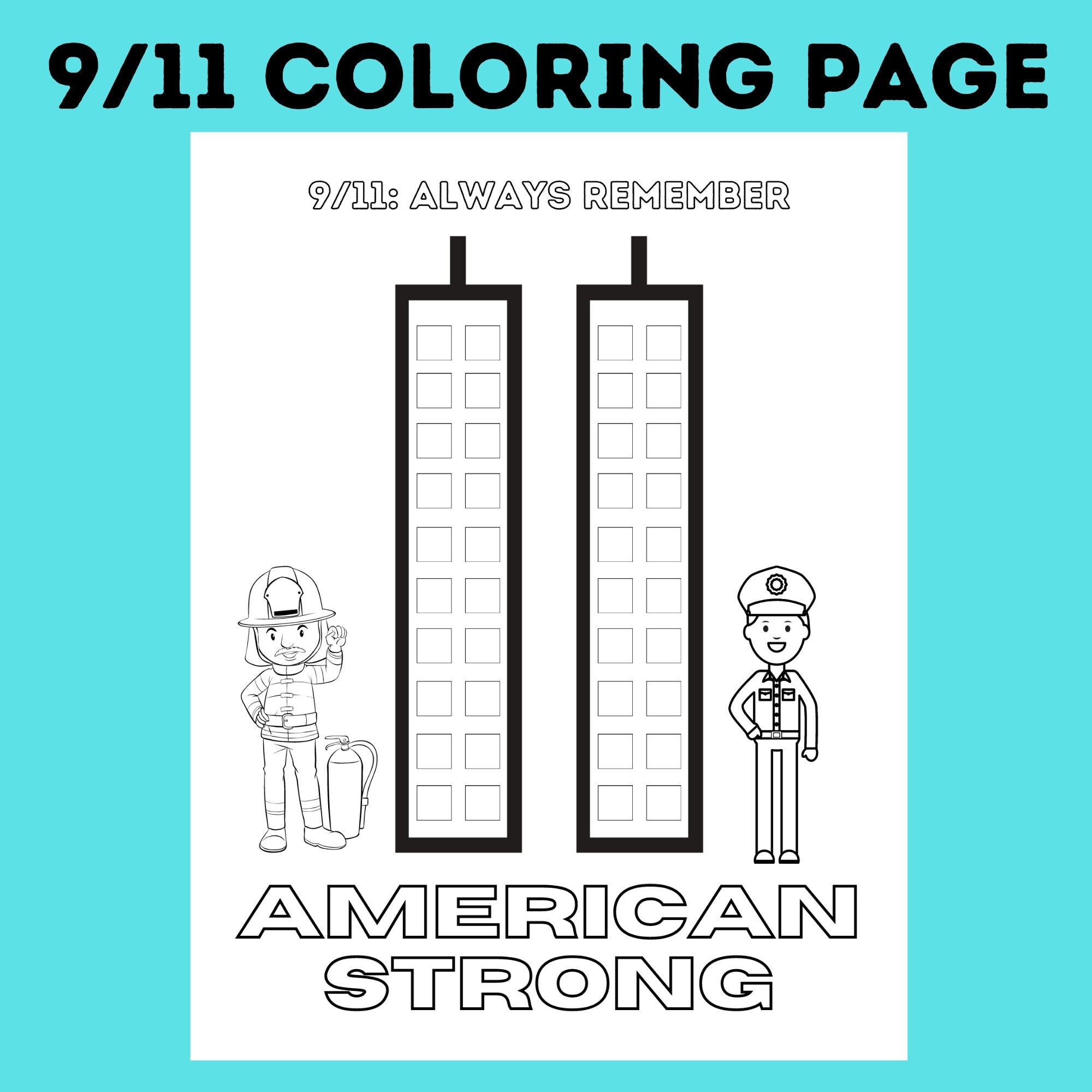 9 11 Coloring Page Remembering 9 11 For Kids Nine Eleven September Kids Activity Sheet History Worksheet History Coloring Page Etsy Ireland