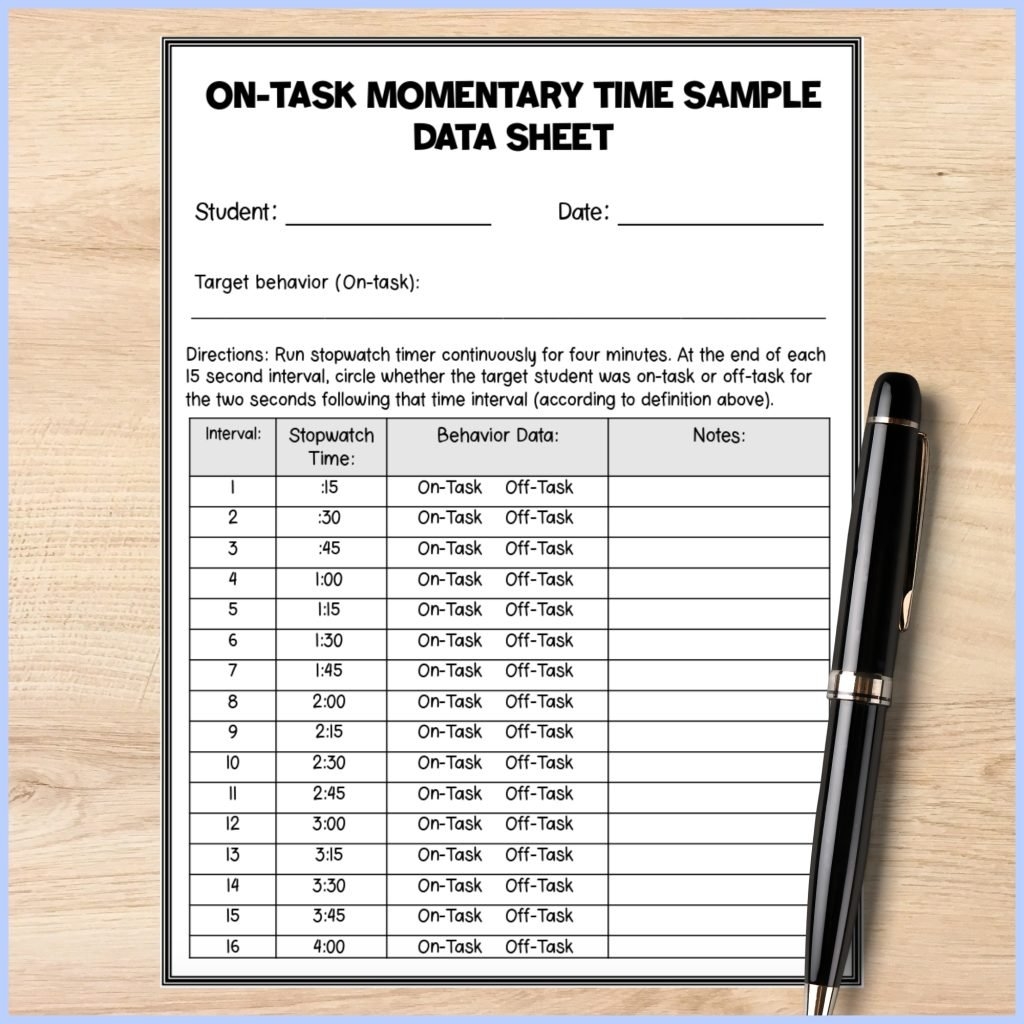 A Free On Task Behavior Data Sheet To Make Student Observations Easier And More Accurate