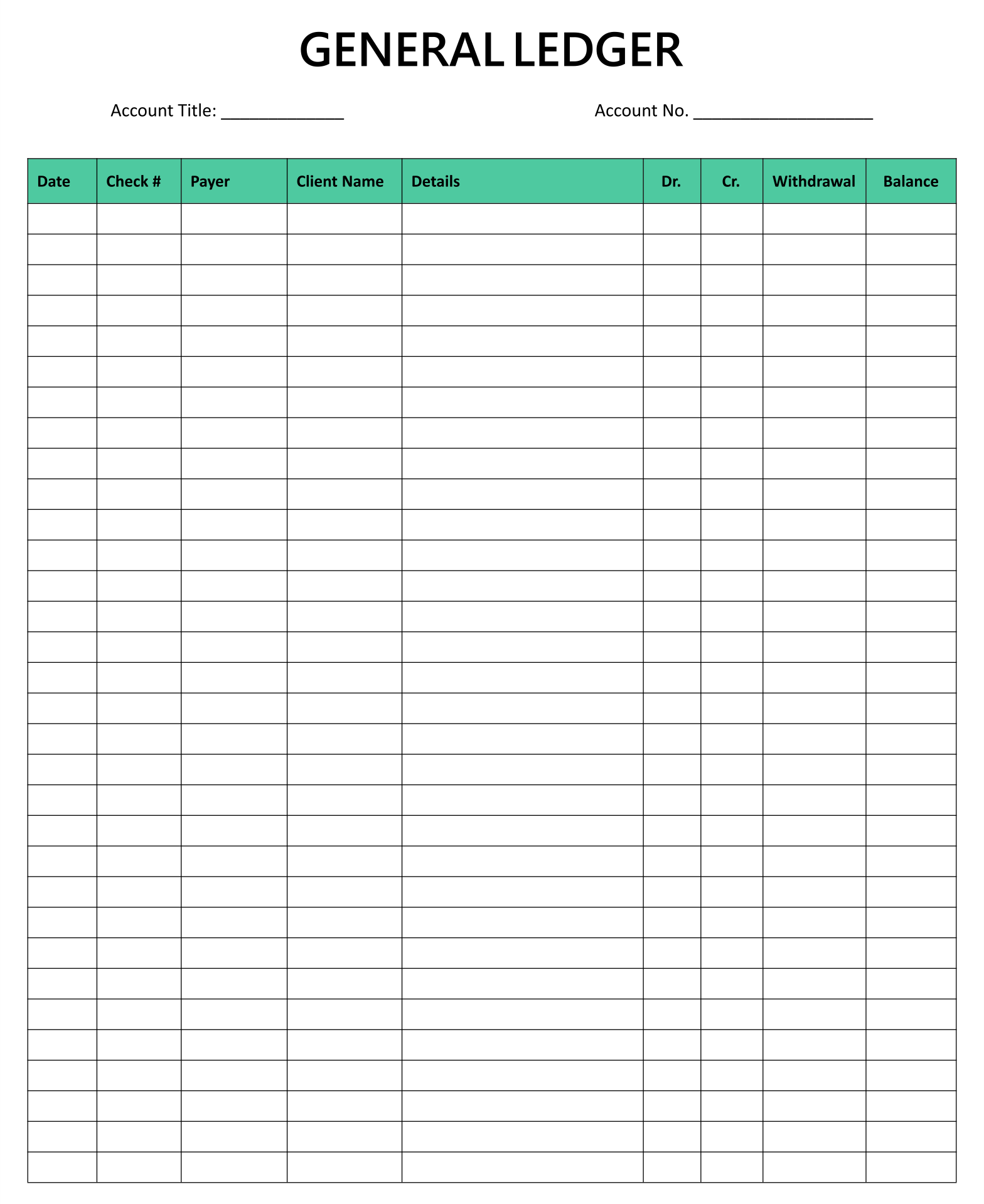 Accounting Ledger Template 10 Free PDF Printables Printablee Worksheets Library