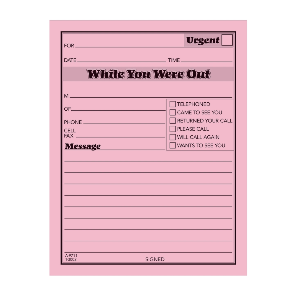 Adams While You Were Out Message Pads 4 1 4 X 5 1 2 50 Sheets Pink Pack Of 12 OfficeSupply