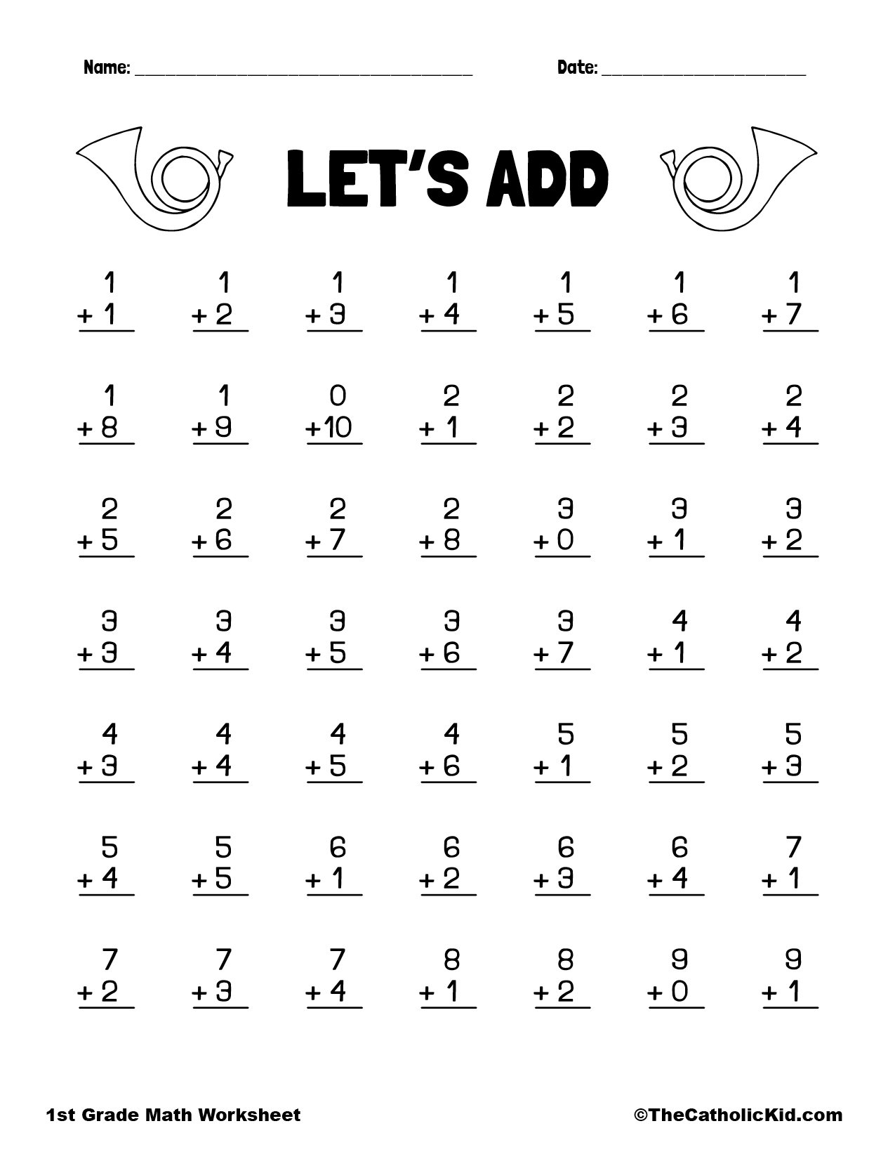 Math Worksheets For 1st Grade Printable