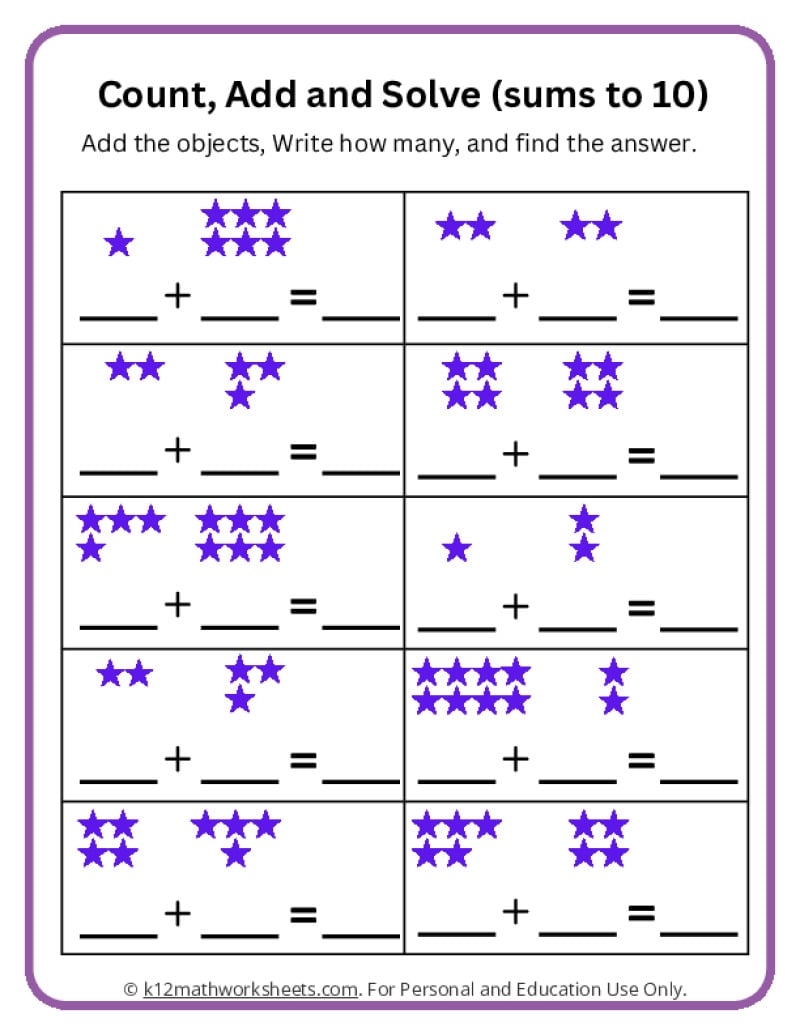 Free Printable Dice Addition Worksheets